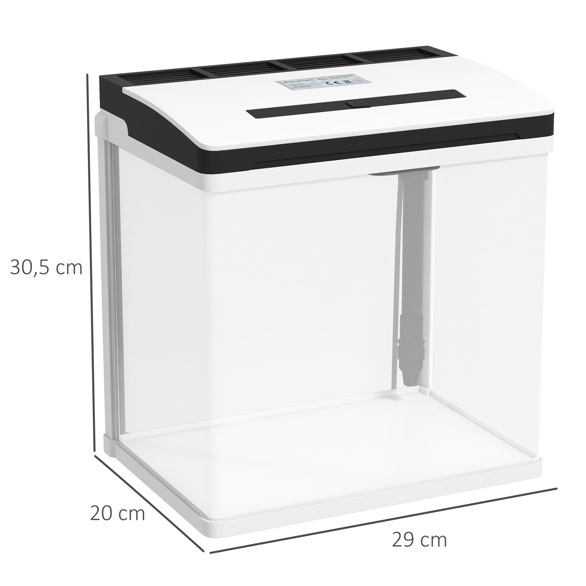 Aquário de Cristal 13L - 29x20x30,5 cm - Branco