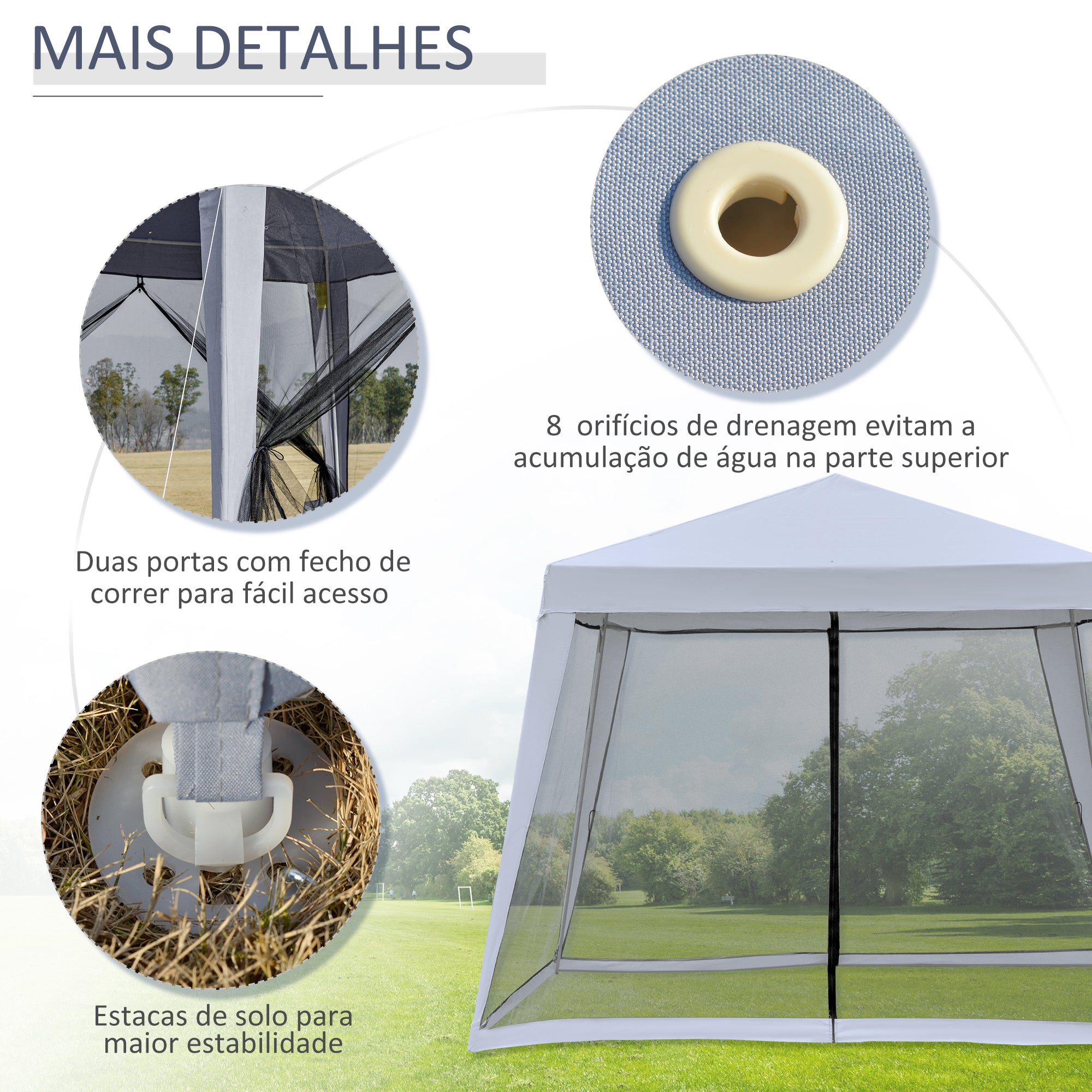 Gazebo de Jardim 300x300x245 cm Cinzento