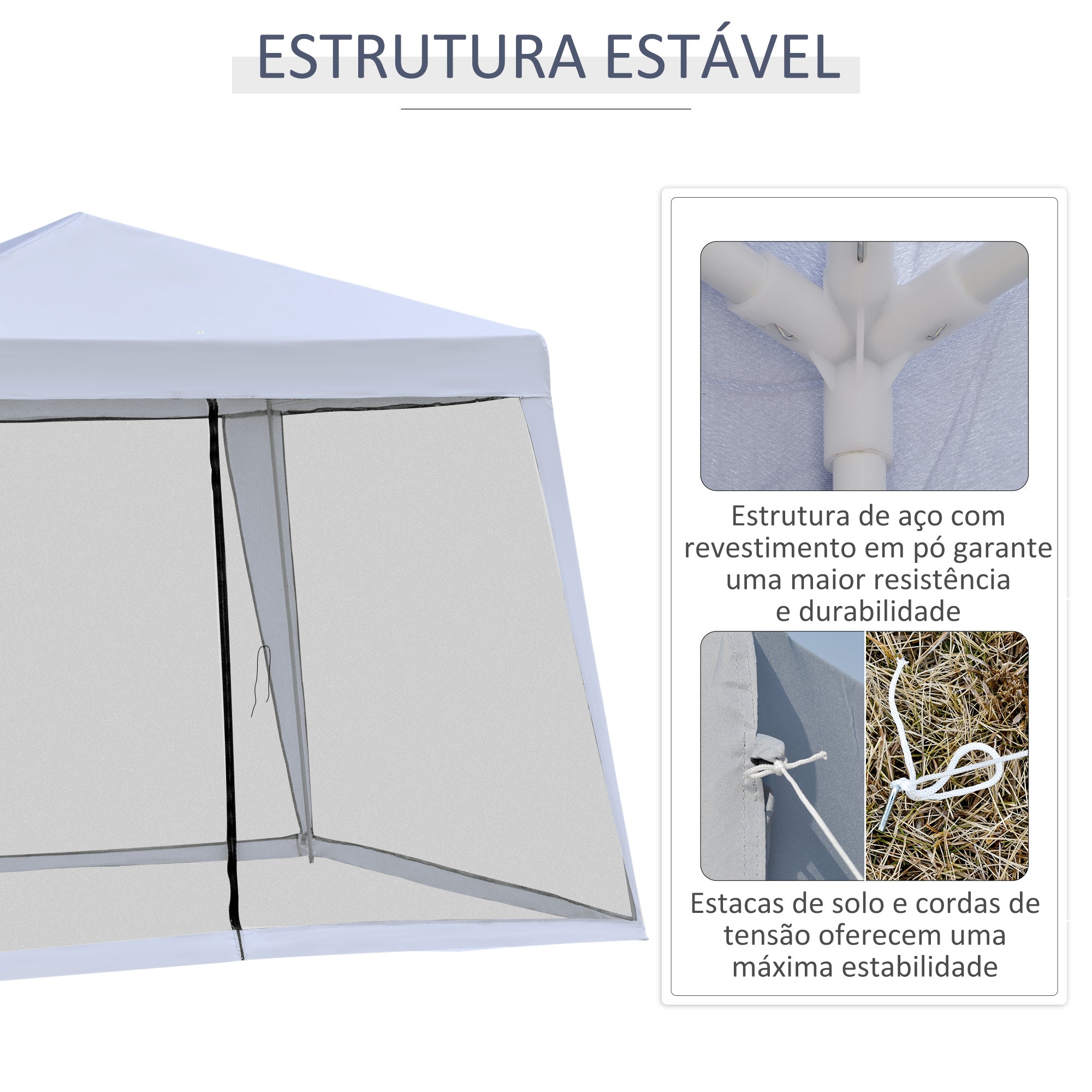 Gazebo de Jardim 300x300x245 cm Cinzento