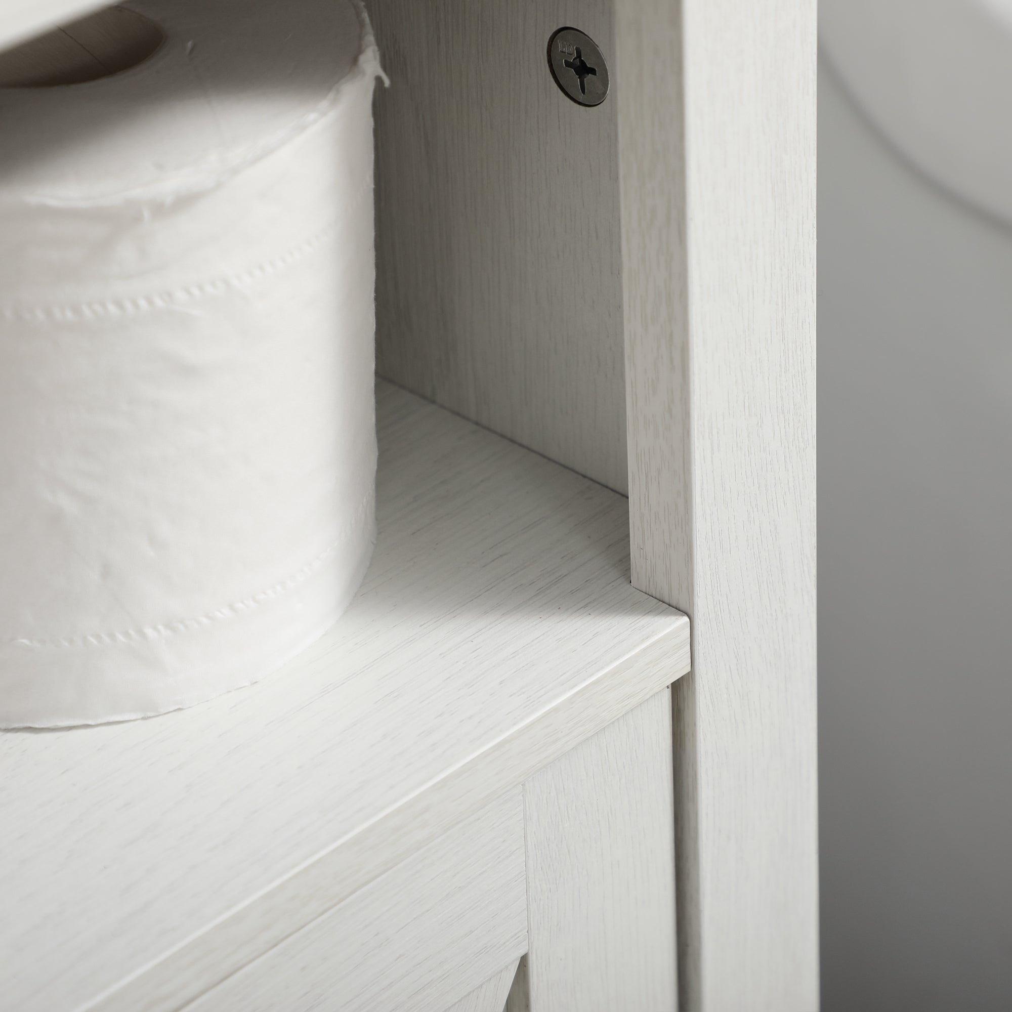 Armário de Casa de Banho com 2 Portas e Prateleira 60x30x60 cm - Branco e Madeira