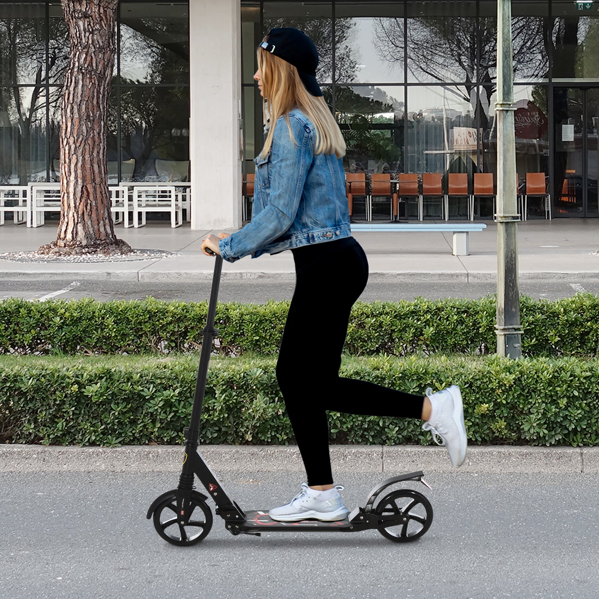 Trotinete Dobrável para Adultos e Crianças (Preto, 100 kg) - Medidas 94x38x90-105cm