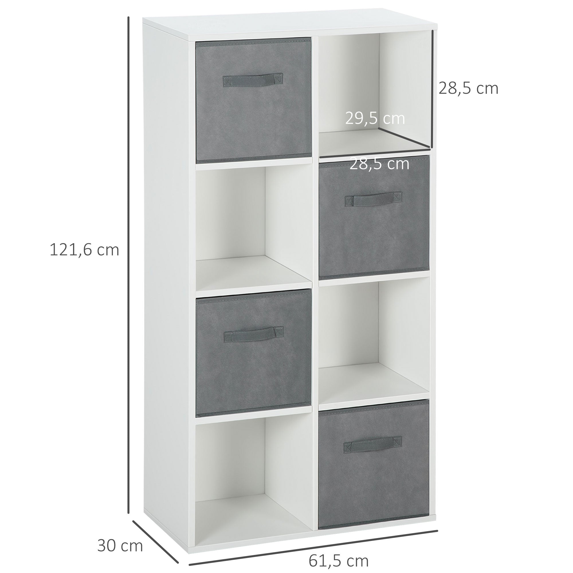 Estante de 8 Cubos com Cestos Removíveis TNT - 61,5x30x121,6cm - Branco