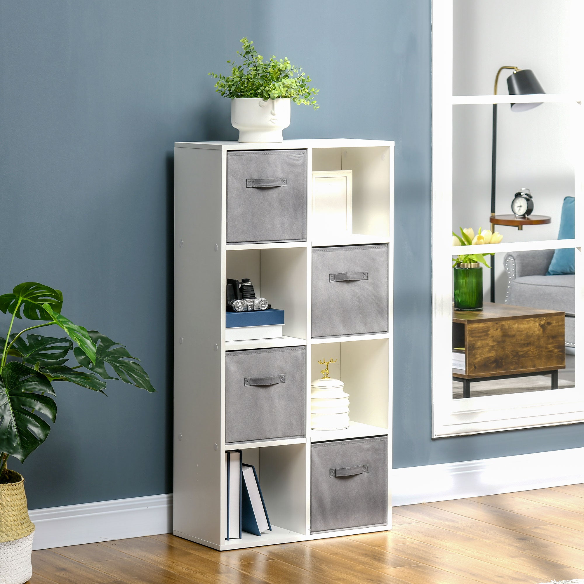 Estante de 8 Cubos com Cestos Removíveis TNT - 61,5x30x121,6cm - Branco