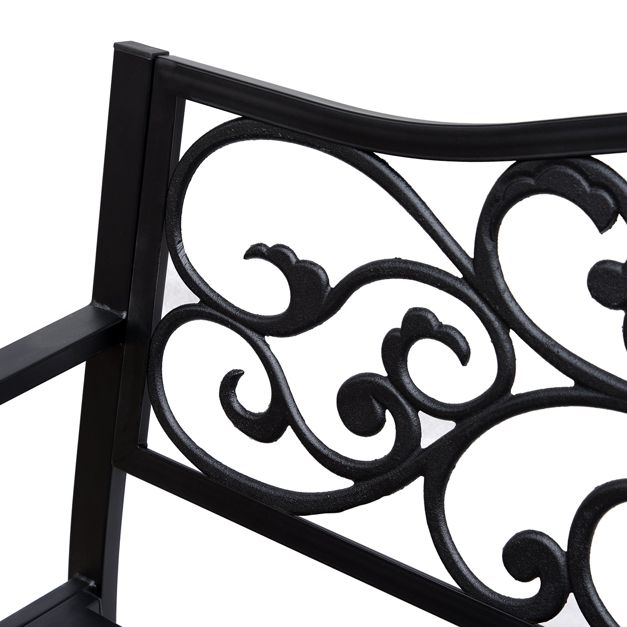 Banco de Jardim em Aço Preto 127x60x89 cm - Suporte para Braços - Carga Máxima 240 kg