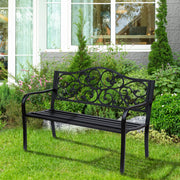 Banco de Jardim em Aço Preto 127x60x89 cm - Suporte para Braços - Carga Máxima 240 kg
