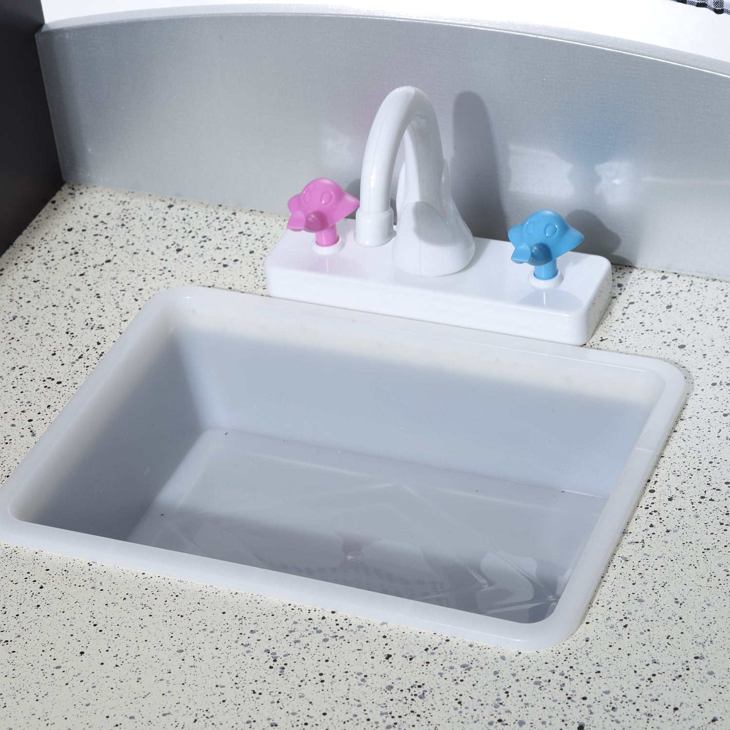 Cozinha de Brinquedo Infantil de Madeira 105x31,5x95 cm - Cinza e Preto