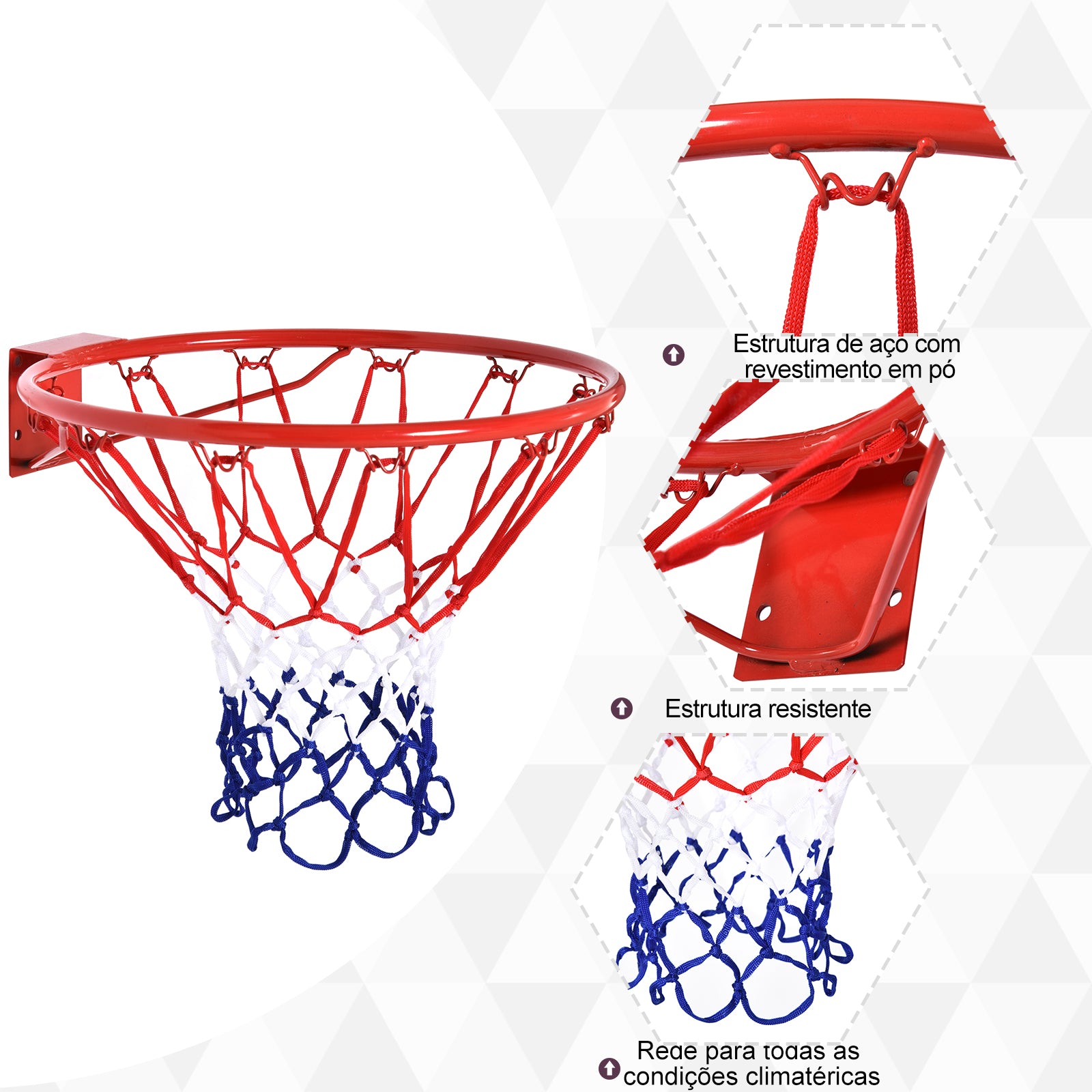 Cesta de Basquetebol – Ø46x46 cm – Vermelha – Metal