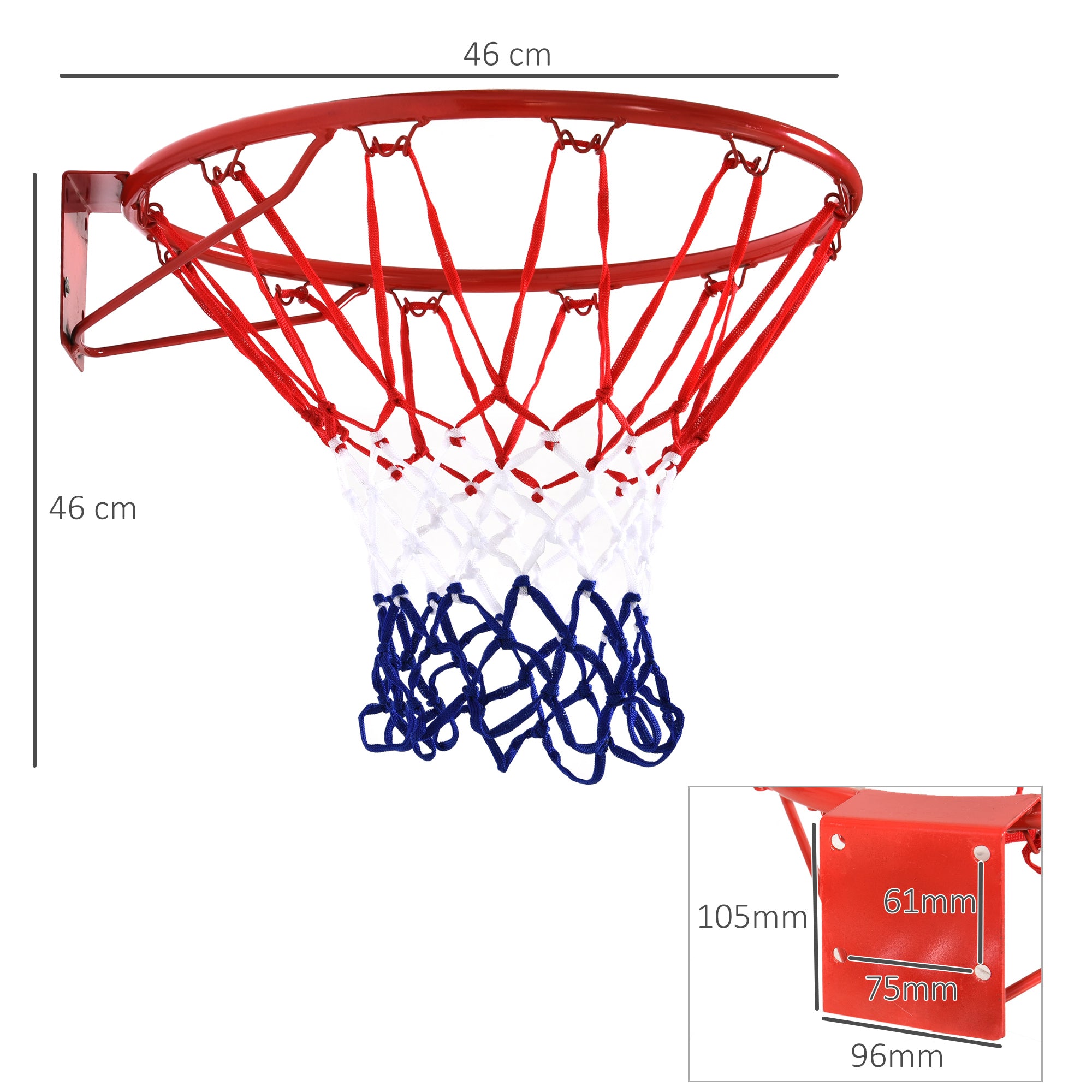 Cesta de Basquetebol – Ø46x46 cm – Vermelha – Metal
