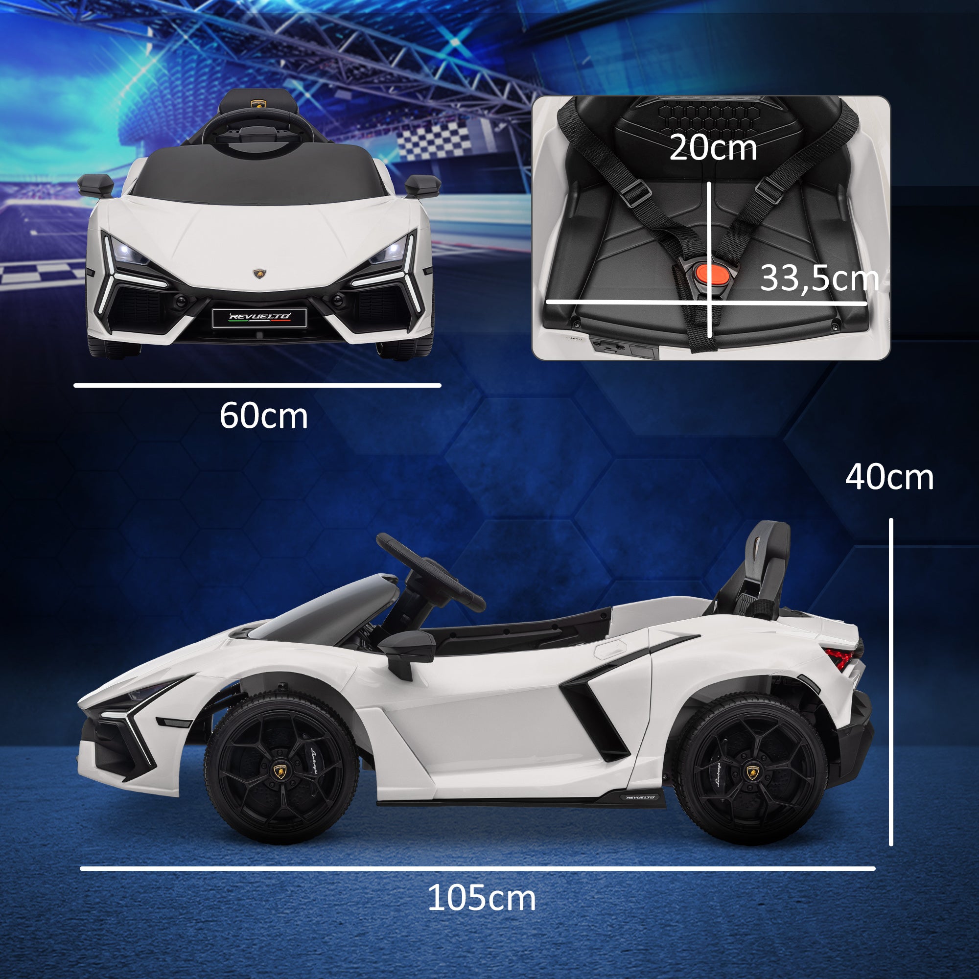 Carro Elétrico para Crianças 105x60x40 cm Branco