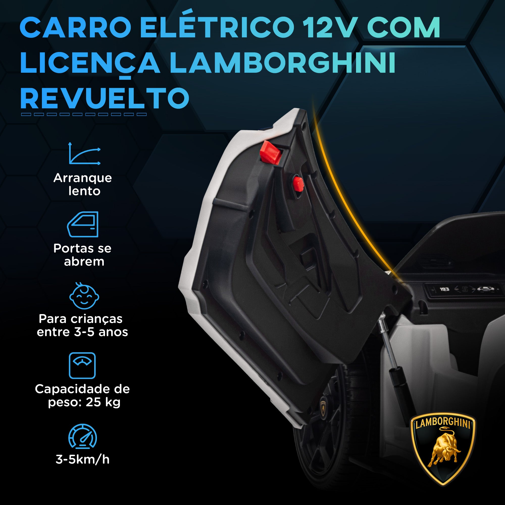Carro Elétrico para Crianças 105x60x40 cm Branco