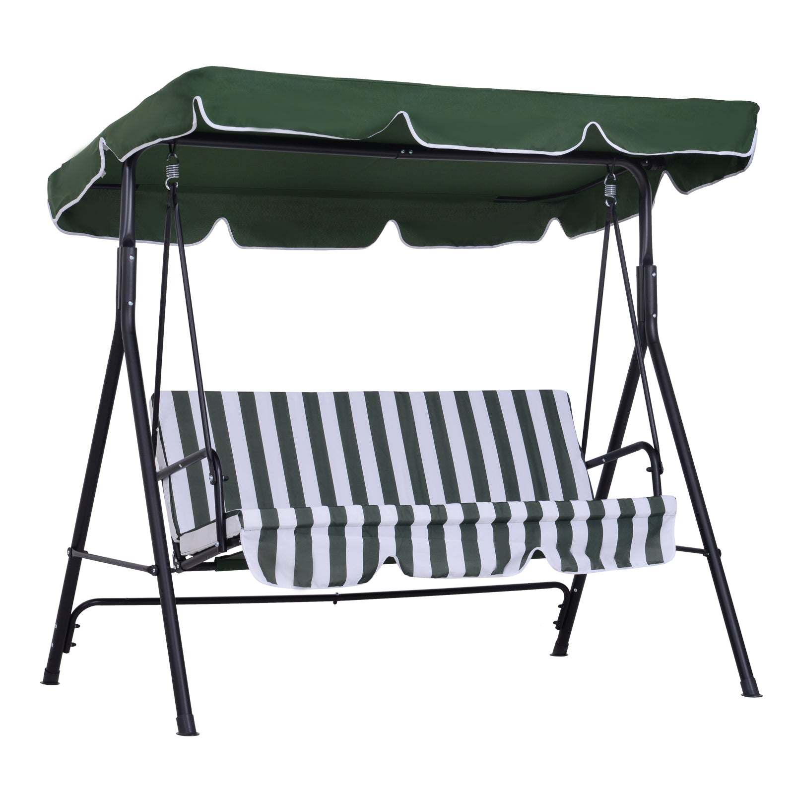 Baloiço de Jardim 3 Lugares Verde e Branco 172x110x153 cm