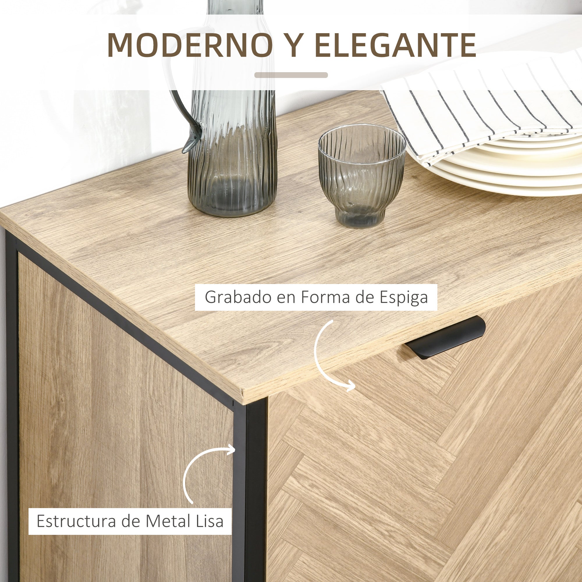 Aparador de Cozinha 120x39.2x76cm Cor de Carvalho