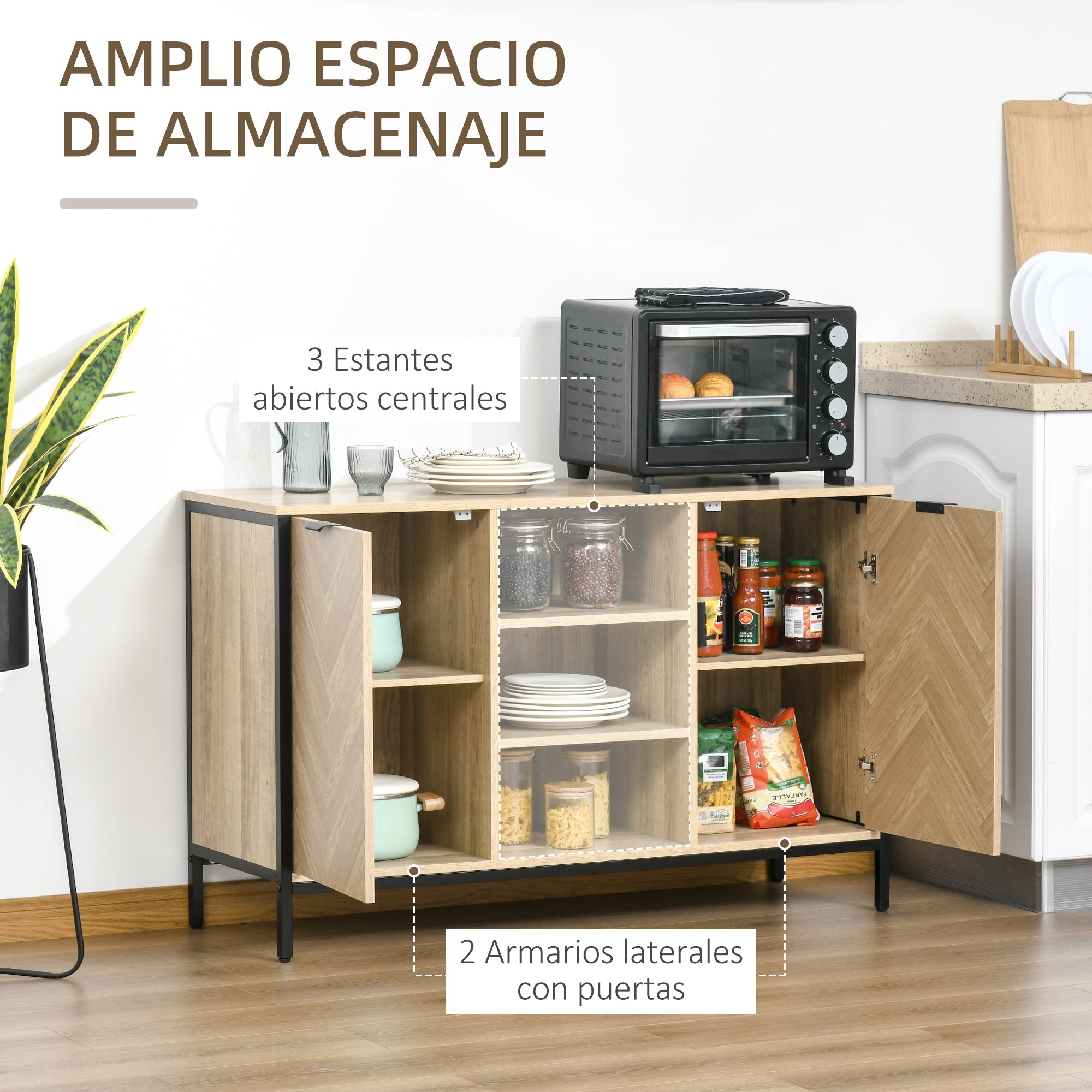 Aparador de Cozinha 120x39.2x76cm Cor de Carvalho