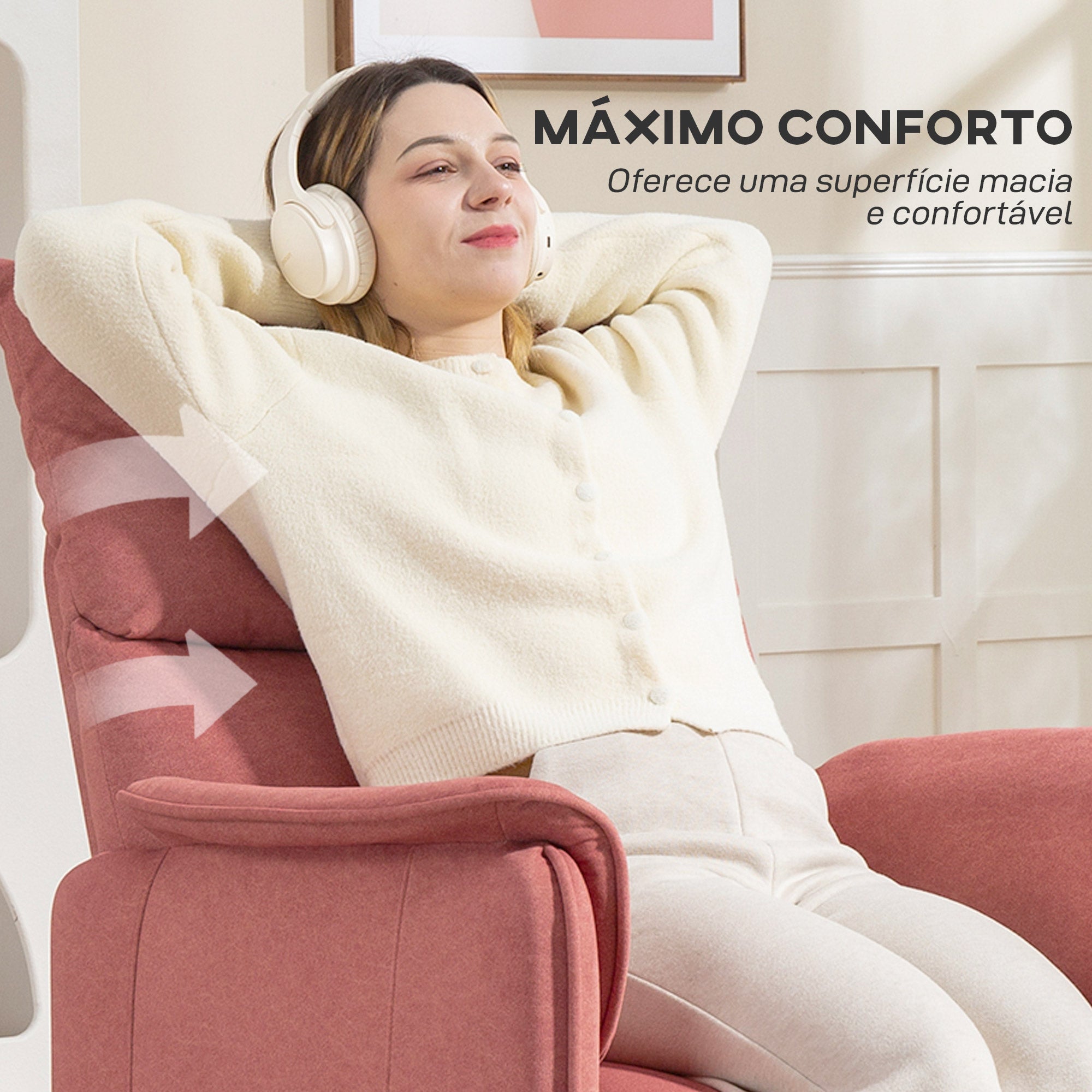 Poltrona Relax Reclinável Elétrica 80x83x104 cm - Laranja