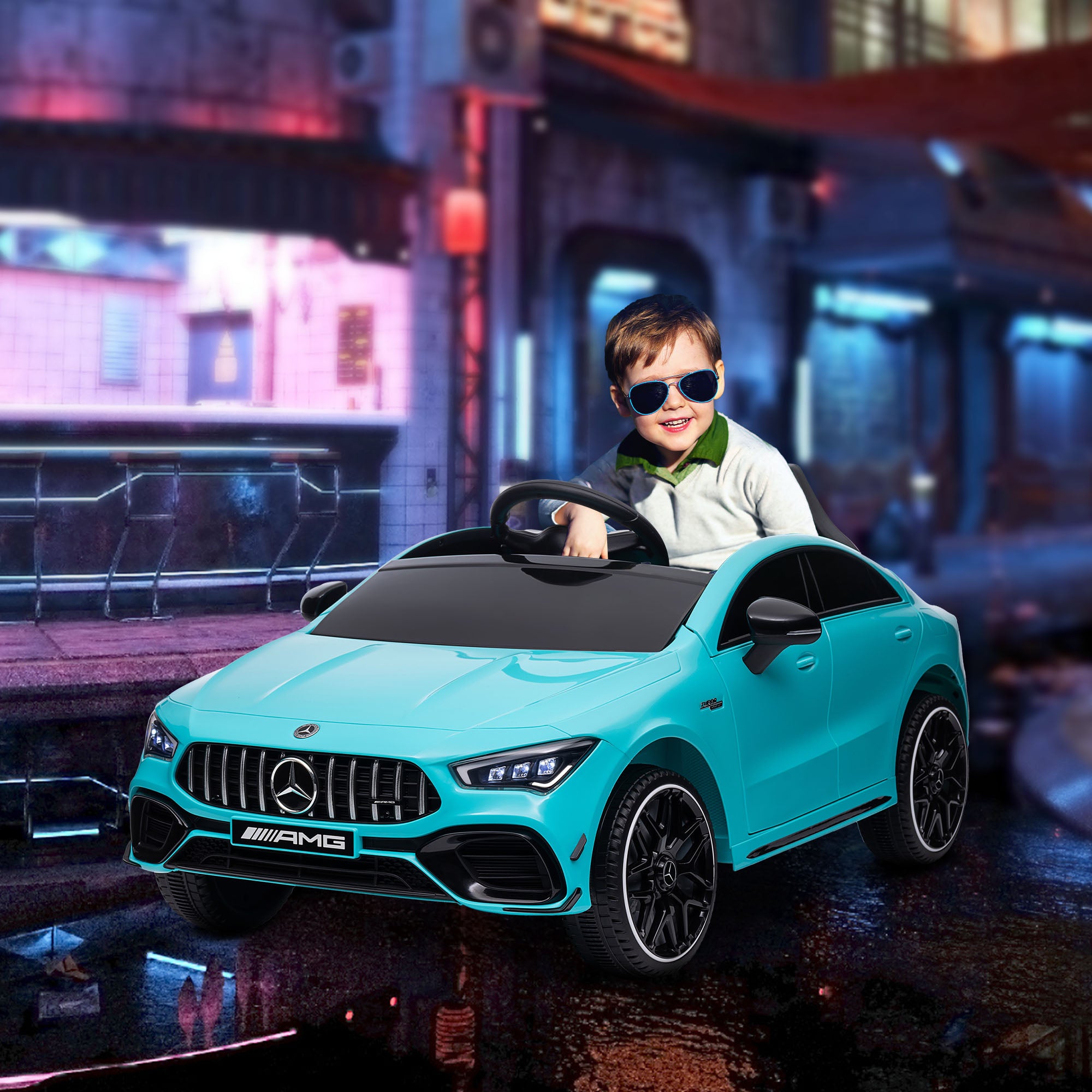 Carro Elétrico Infantil Azul Turquesa 110x61x45 cm Mercedes·AMG CLA 45