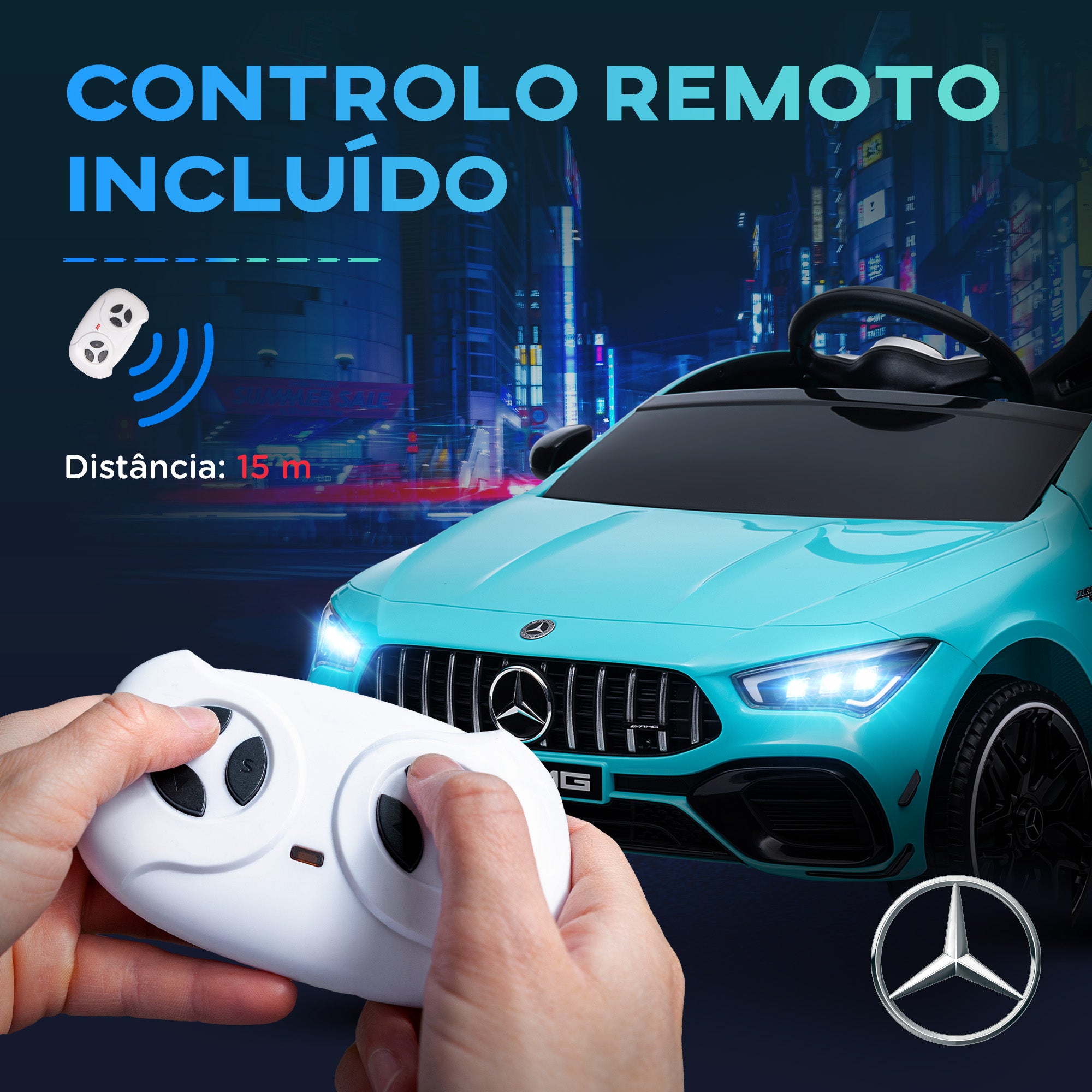 Carro Elétrico Infantil Azul Turquesa 110x61x45 cm Mercedes·AMG CLA 45