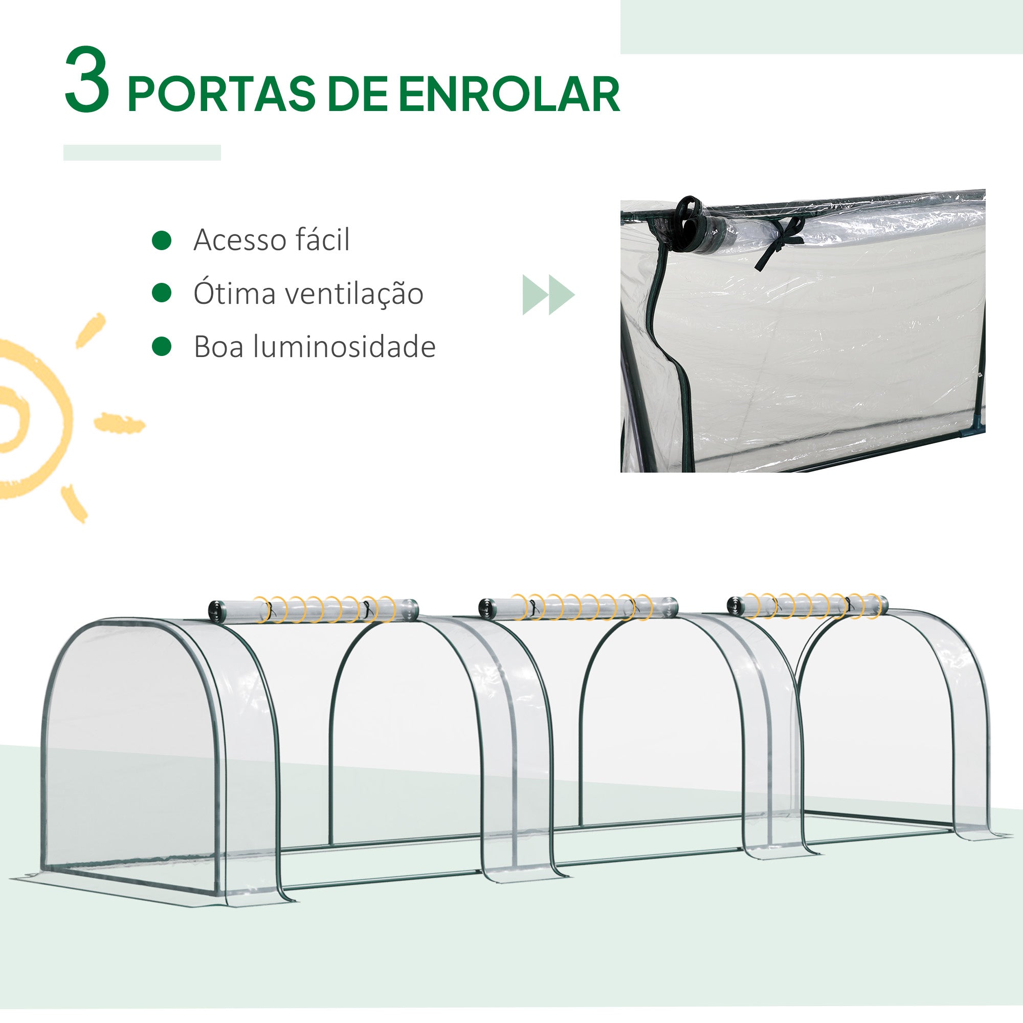 Estufa 350x100x80 cm Transparente para Jardim - Cultivo de Plantas