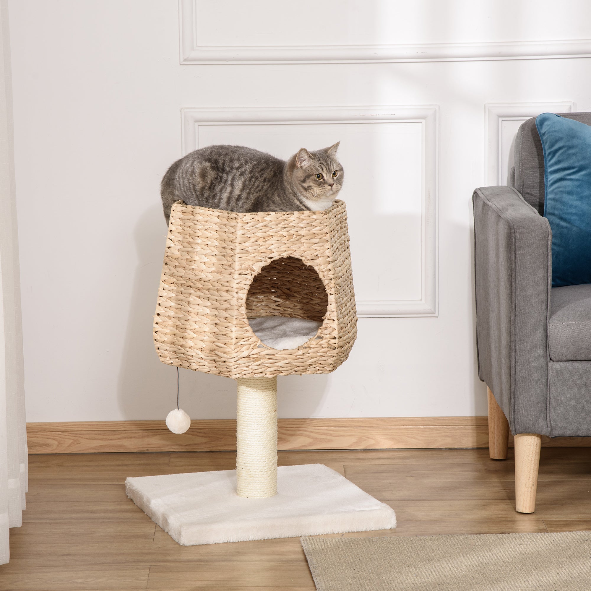 Arranhador para Gatos - 45x45x66 cm - Creme e Natural