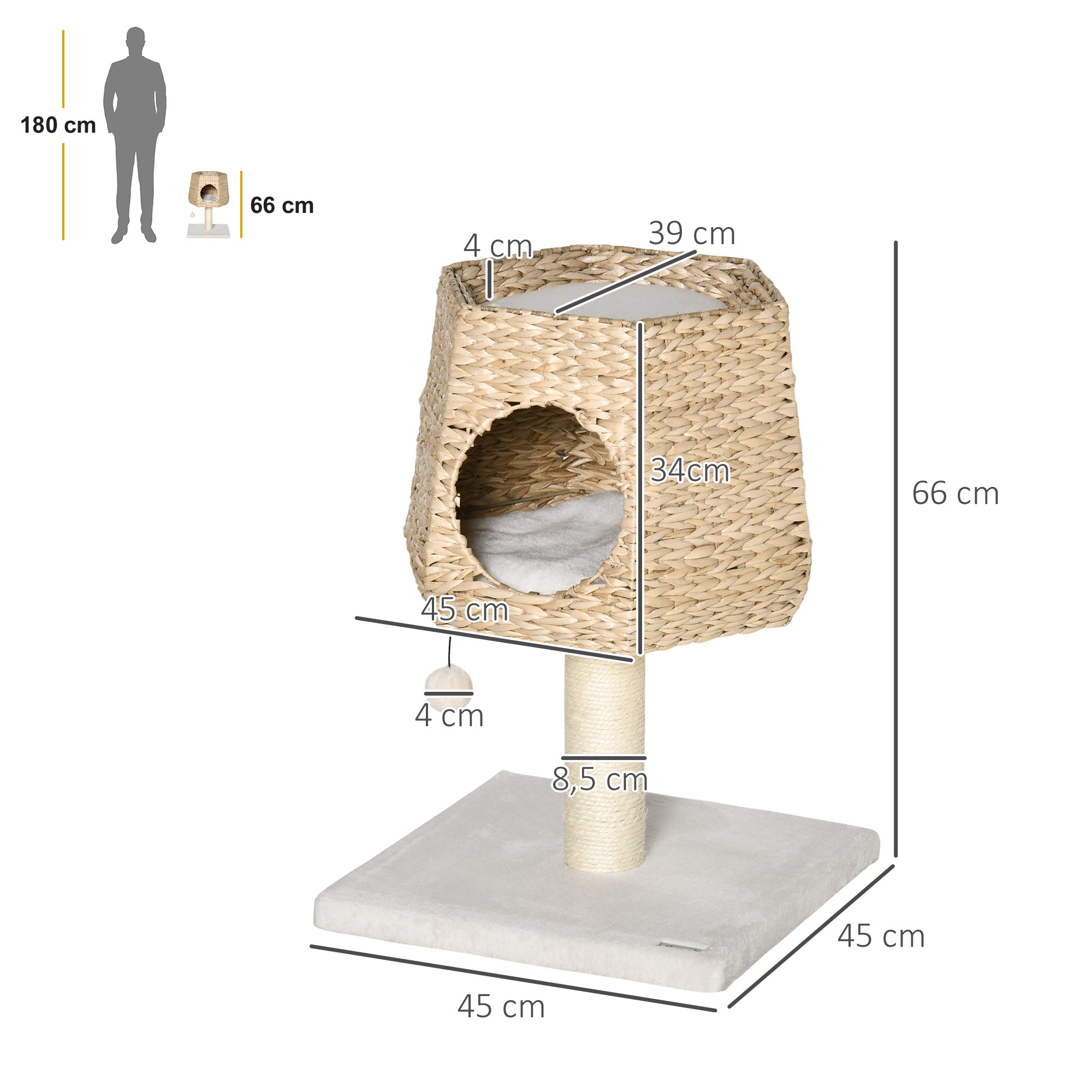 Arranhador para Gatos - 45x45x66 cm - Creme e Natural