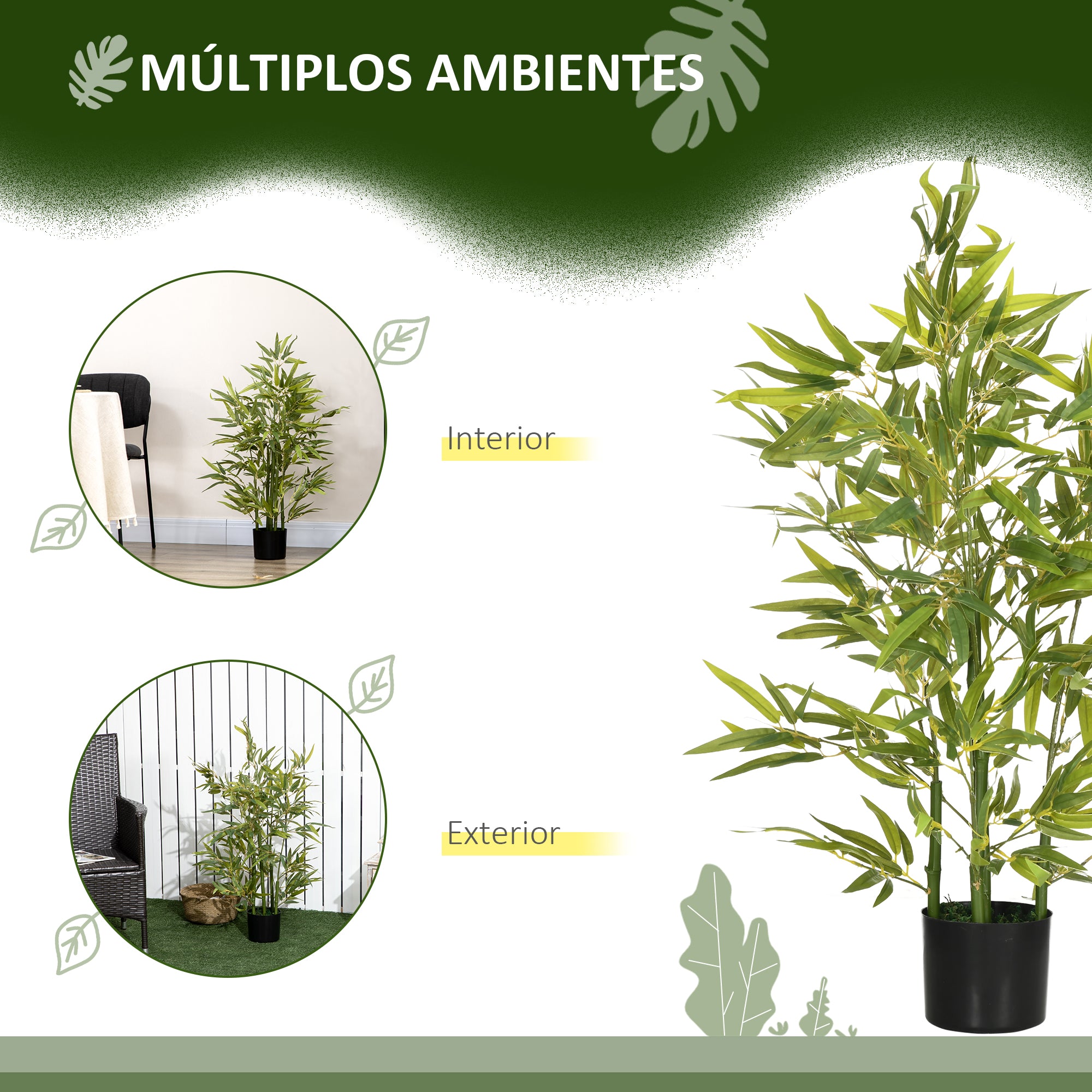 Planta Artificial de Bambu com Vaso – Ø15x90 cm – Verde – Plástico PEVA