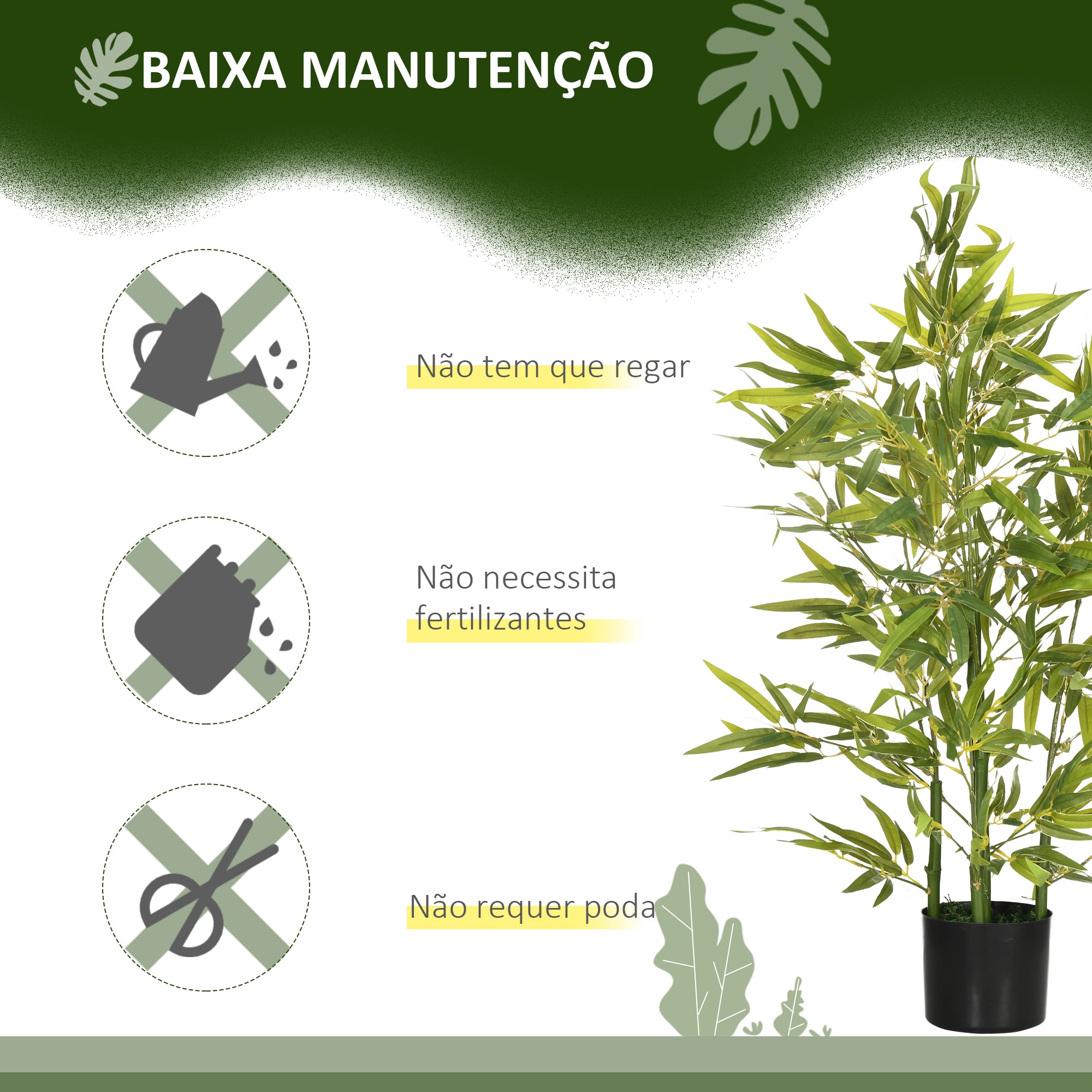 Planta Artificial de Bambu com Vaso – Ø15x90 cm – Verde – Plástico PEVA