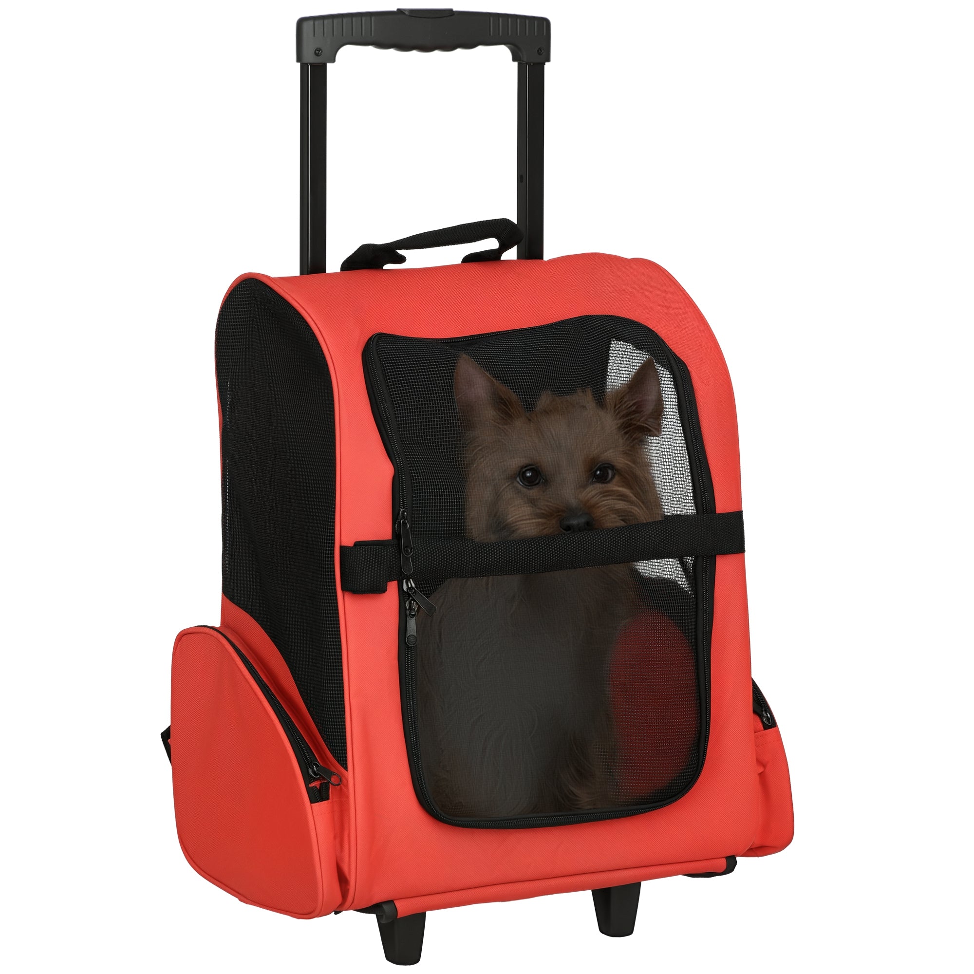 Transportadora 2 em 1 para Animais de Estimação - 42x25x55cm - Vermelho
