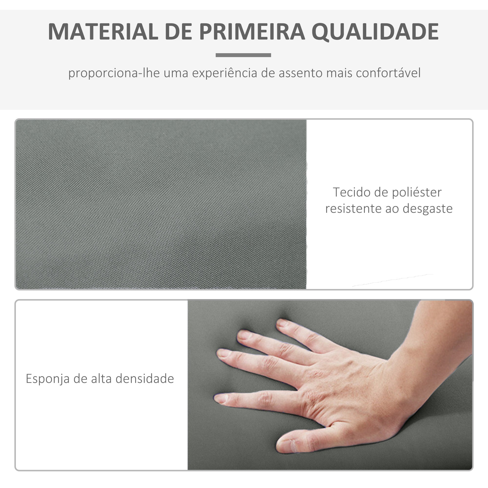 Almofadas Acolchoadas para Espreguiçadeira 196x55x8 cm - Cinzento