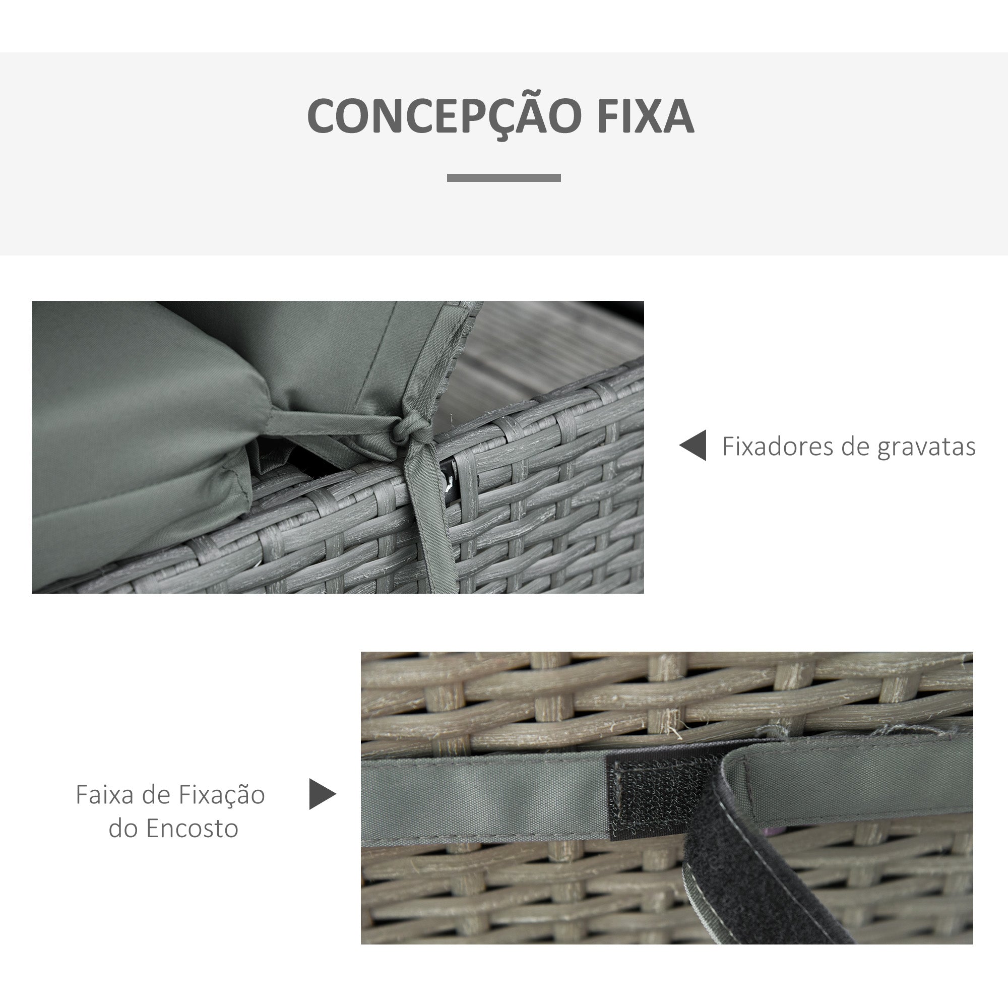 Almofadas Acolchoadas para Espreguiçadeira 196x55x8 cm - Cinzento
