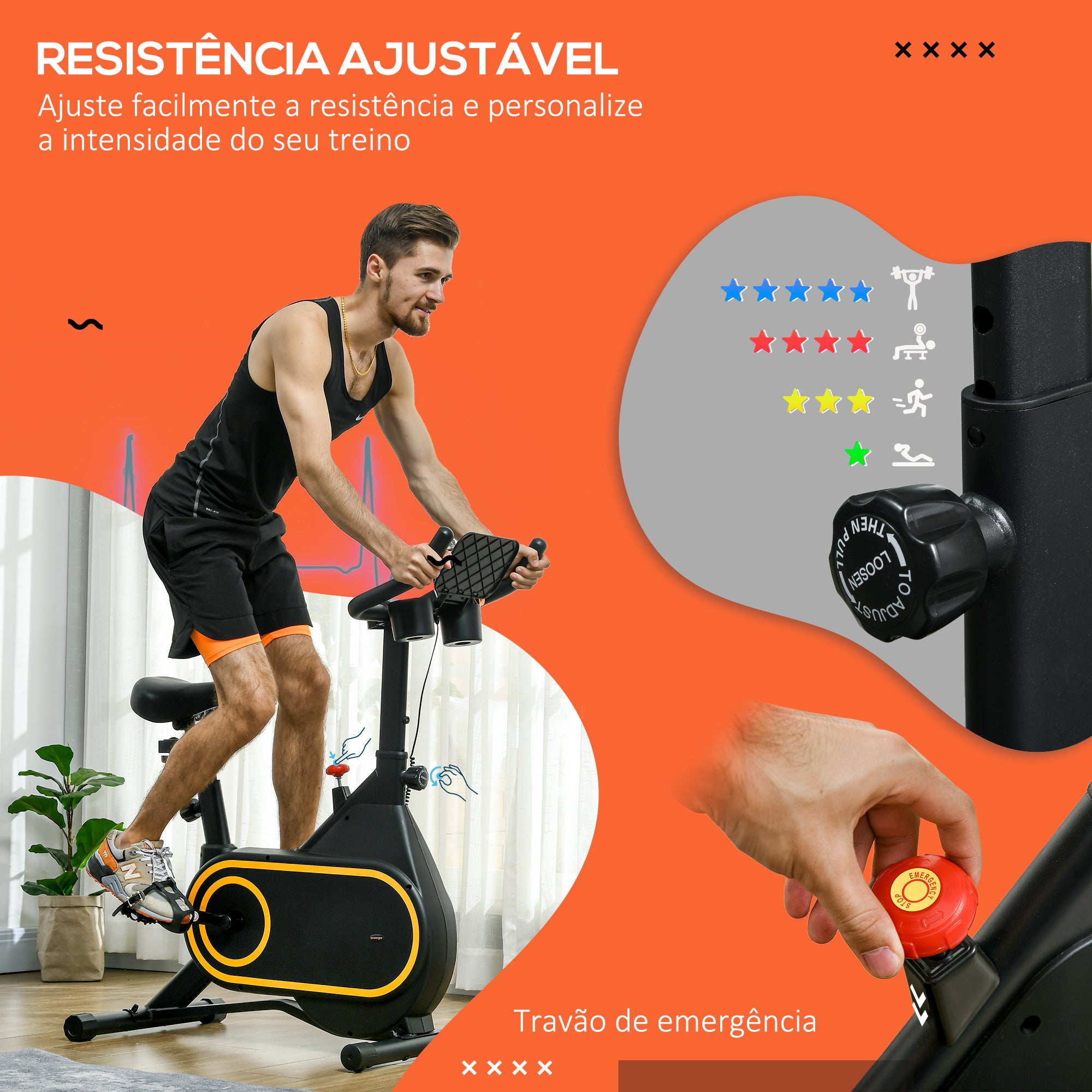 Bicicleta Estática com Ecrã LCD Ajustável 93x48,5x102-112 cm Preto
