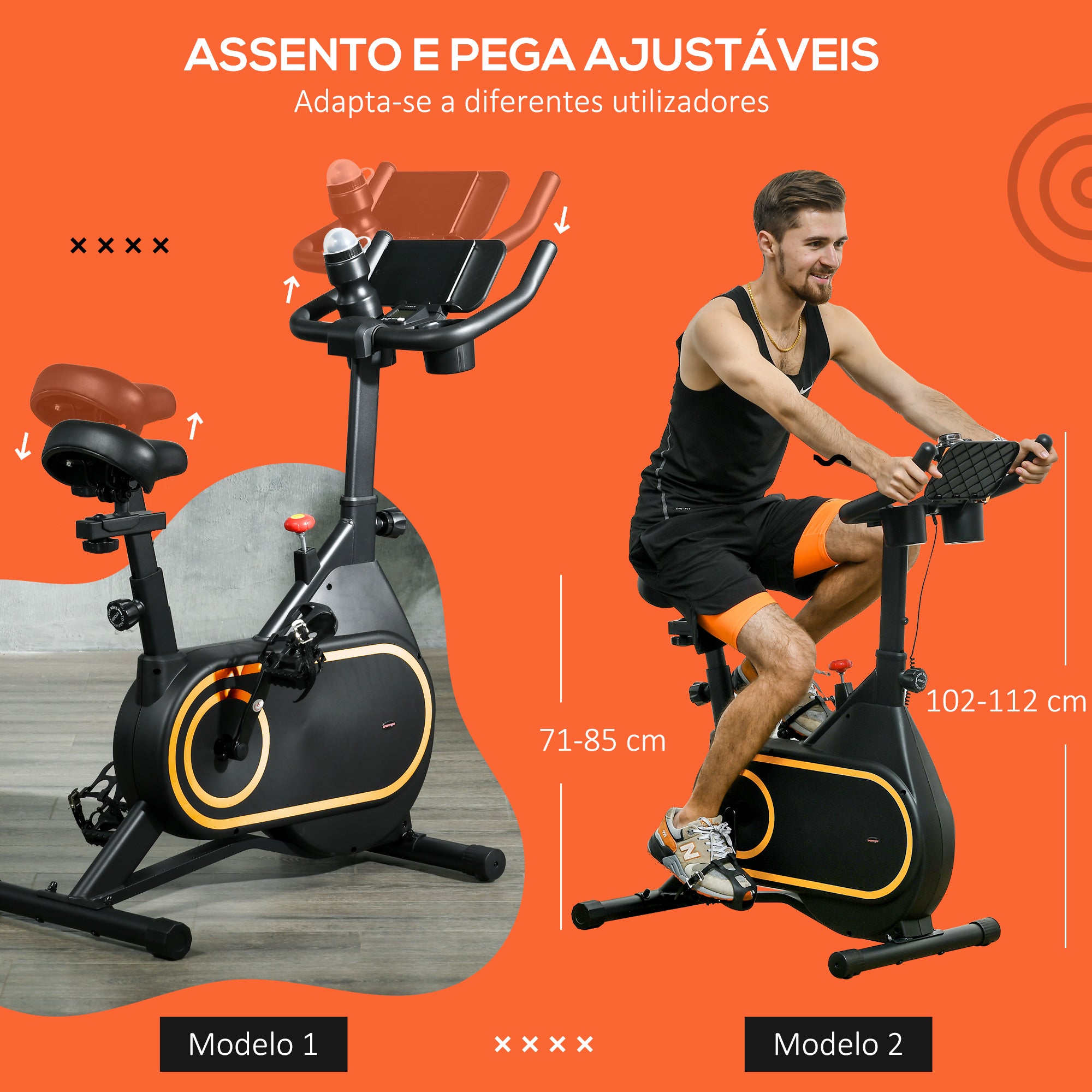 Bicicleta Estática com Ecrã LCD Ajustável 93x48,5x102-112 cm Preto