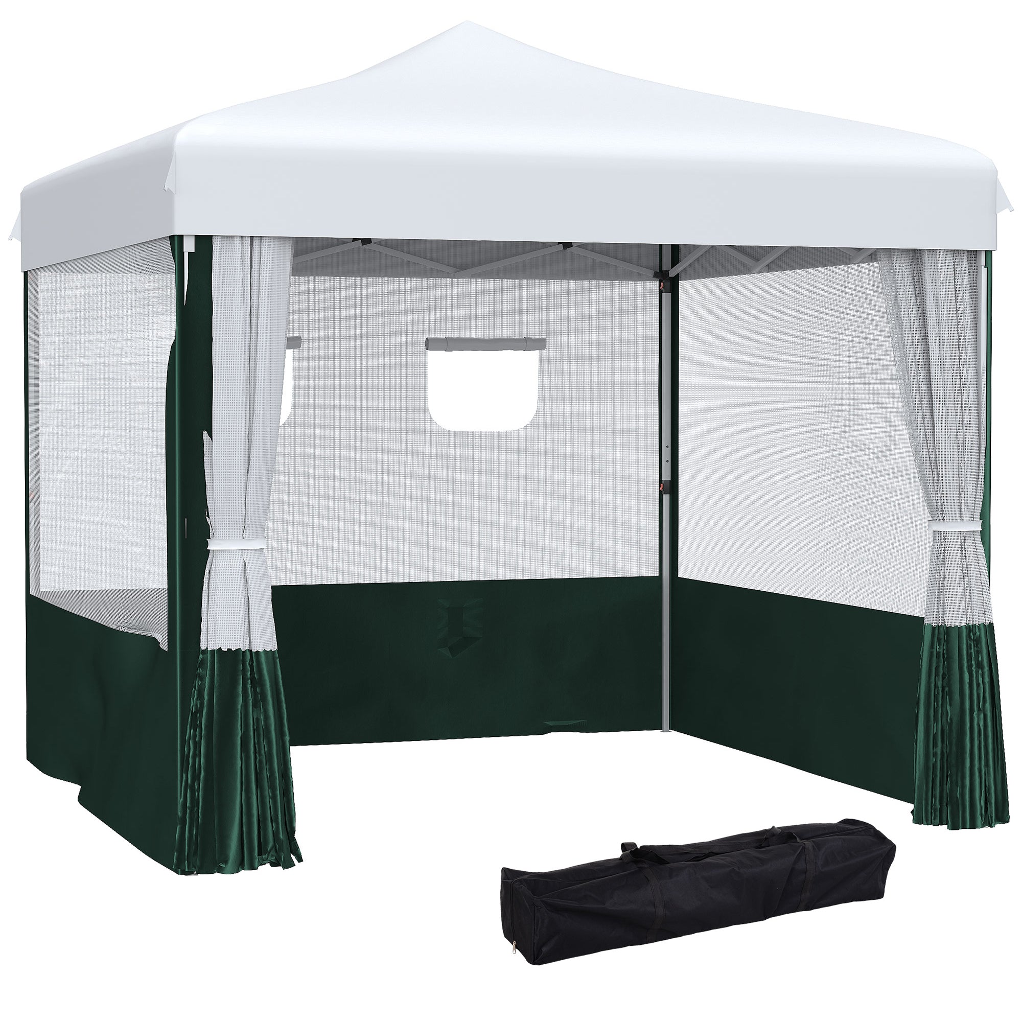 Tenda Dobrável de Jardim 270x270x300 cm - Branco e Verde