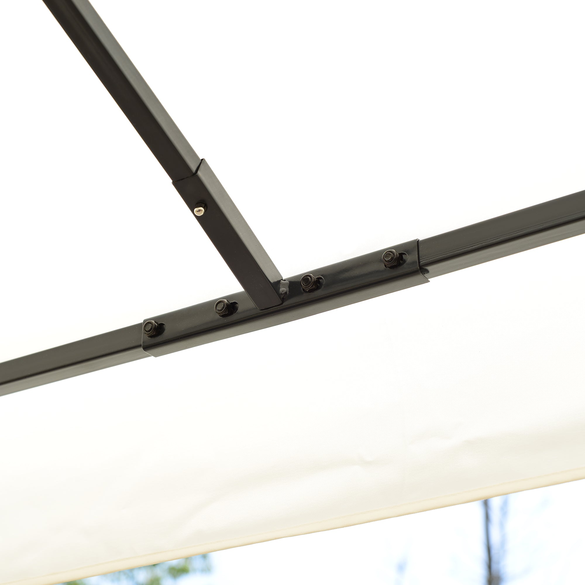 Pérgola de Jardim 295x392x270 cm em Creme Branco - Estrutura de Aço e Toldo Duplo