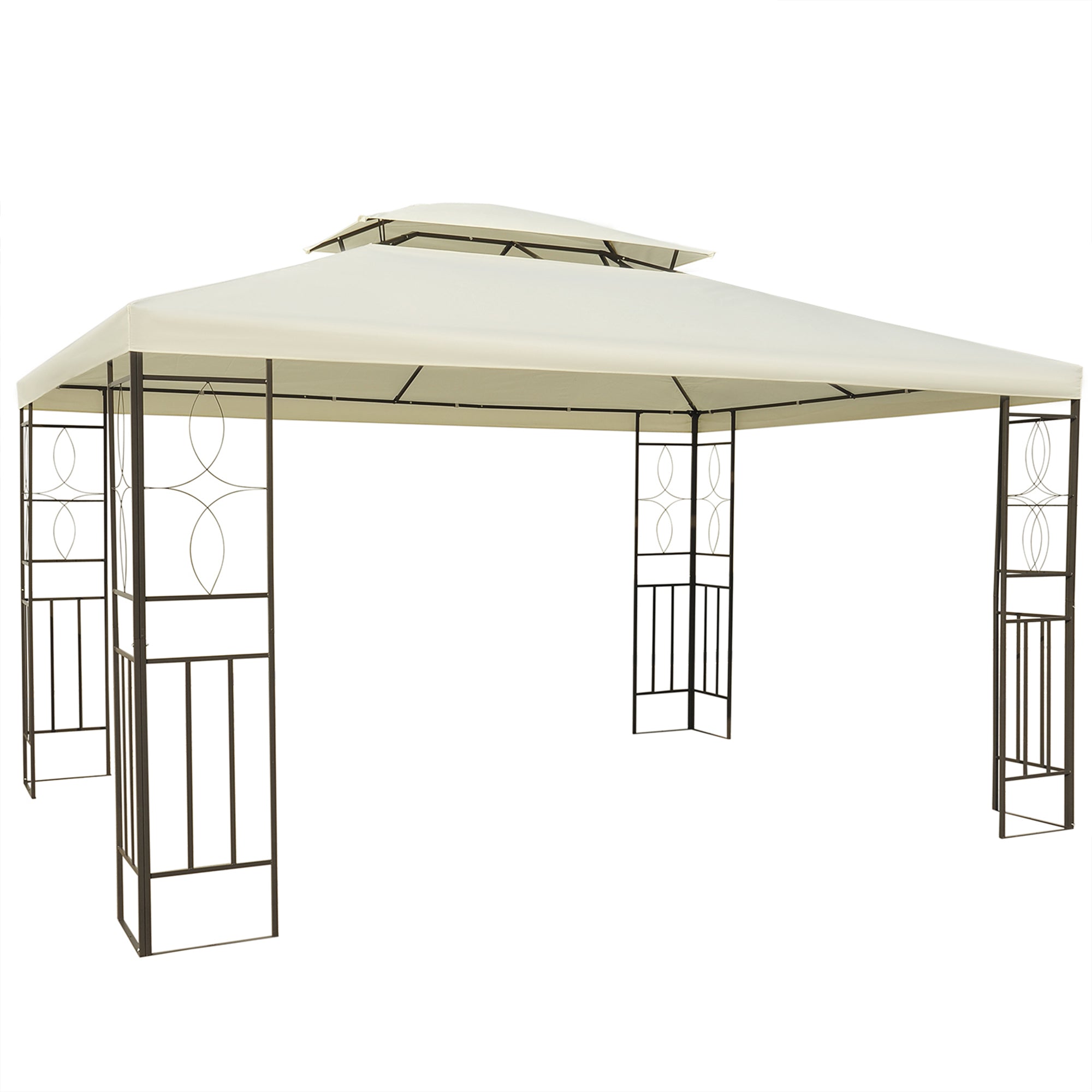 Pérgola de Jardim 295x392x270 cm em Creme Branco - Estrutura de Aço e Toldo Duplo