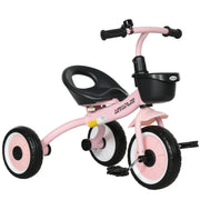 Triciclo Infantil Rosa 70,5x53x58 cm para Crianças de 2 a 5 Anos