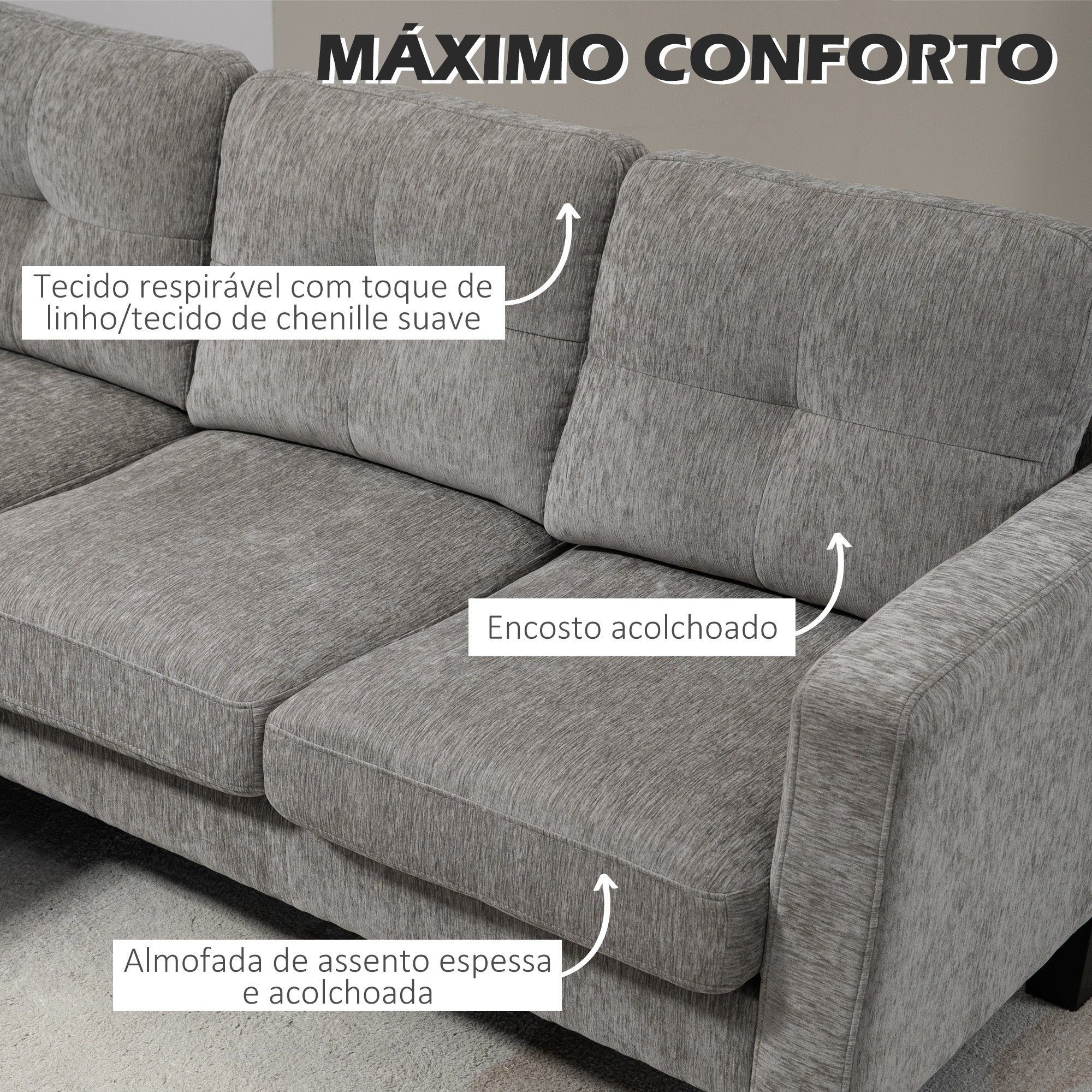 Sofá Chaise Longue Marrom Degradado 186x130x84 cm