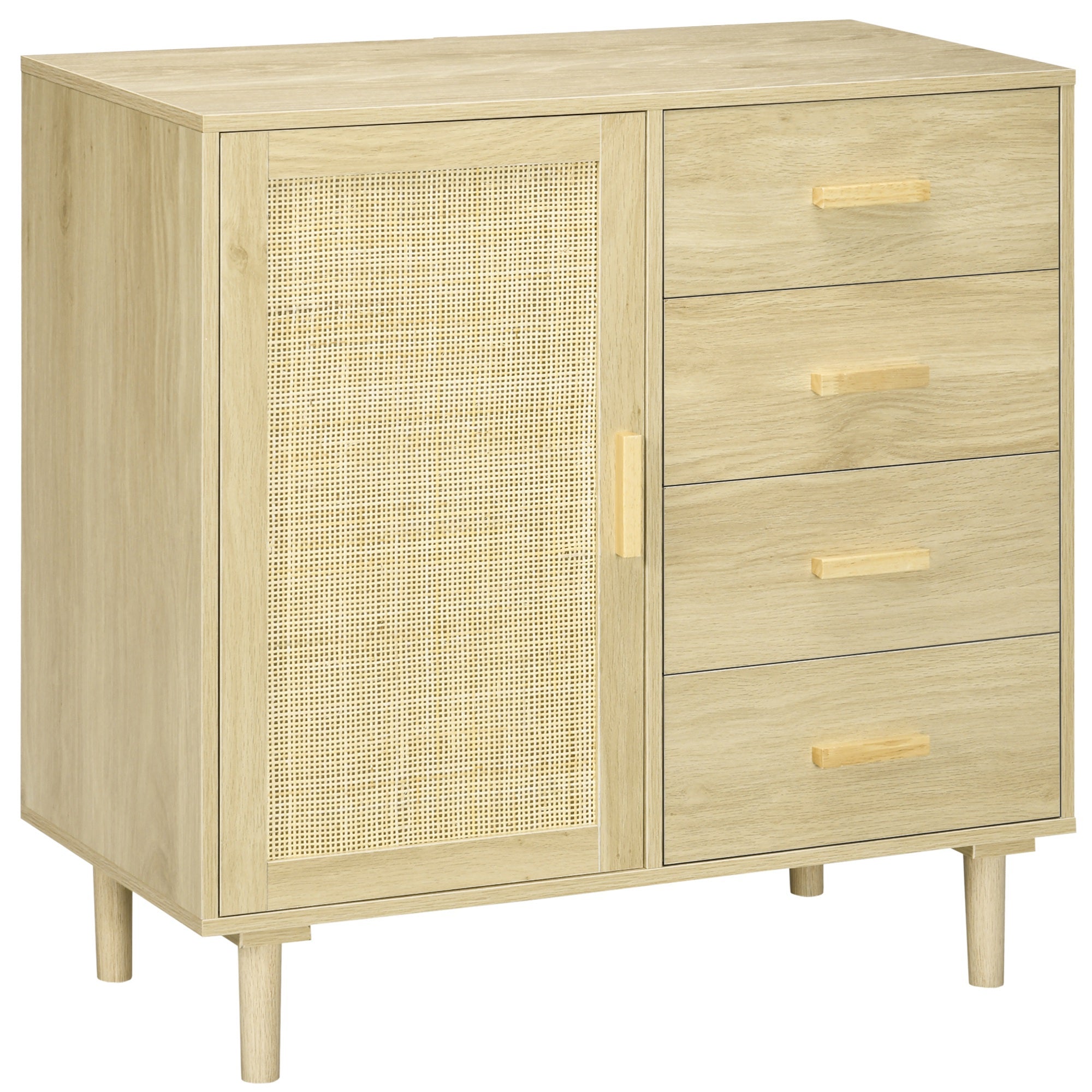Aparador Sala de Estar Estilo Cannage Cor de Madeira Natural 80x38x80.5 cm