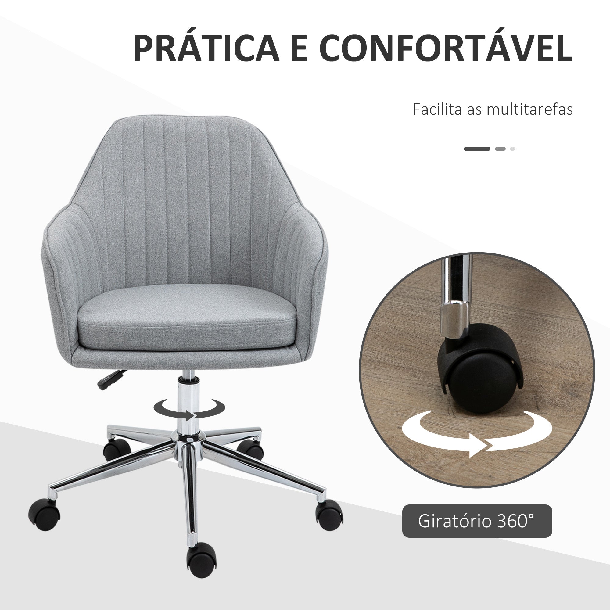 Cadeira de Escritório Ergonômica Cinza Claro 61x59x86-96 cm