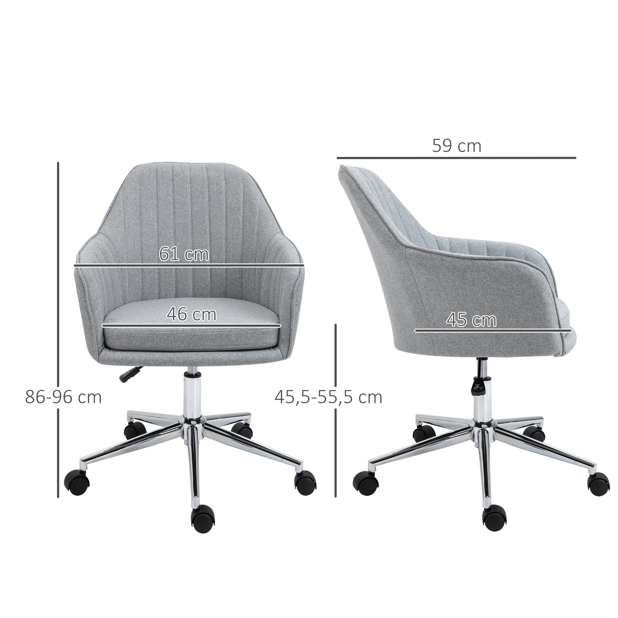 Cadeira de Escritório Ergonômica Cinza Claro 61x59x86-96 cm