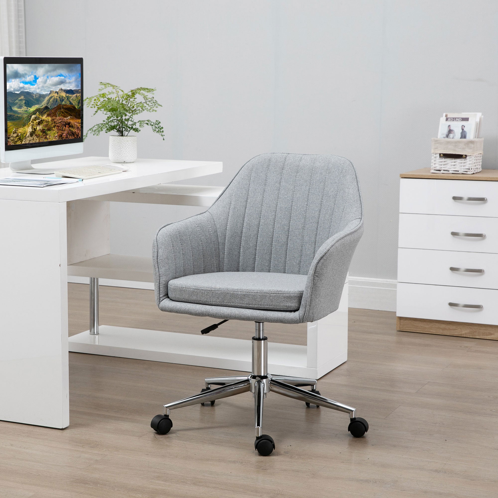Cadeira de Escritório Ergonômica Cinza Claro 61x59x86-96 cm