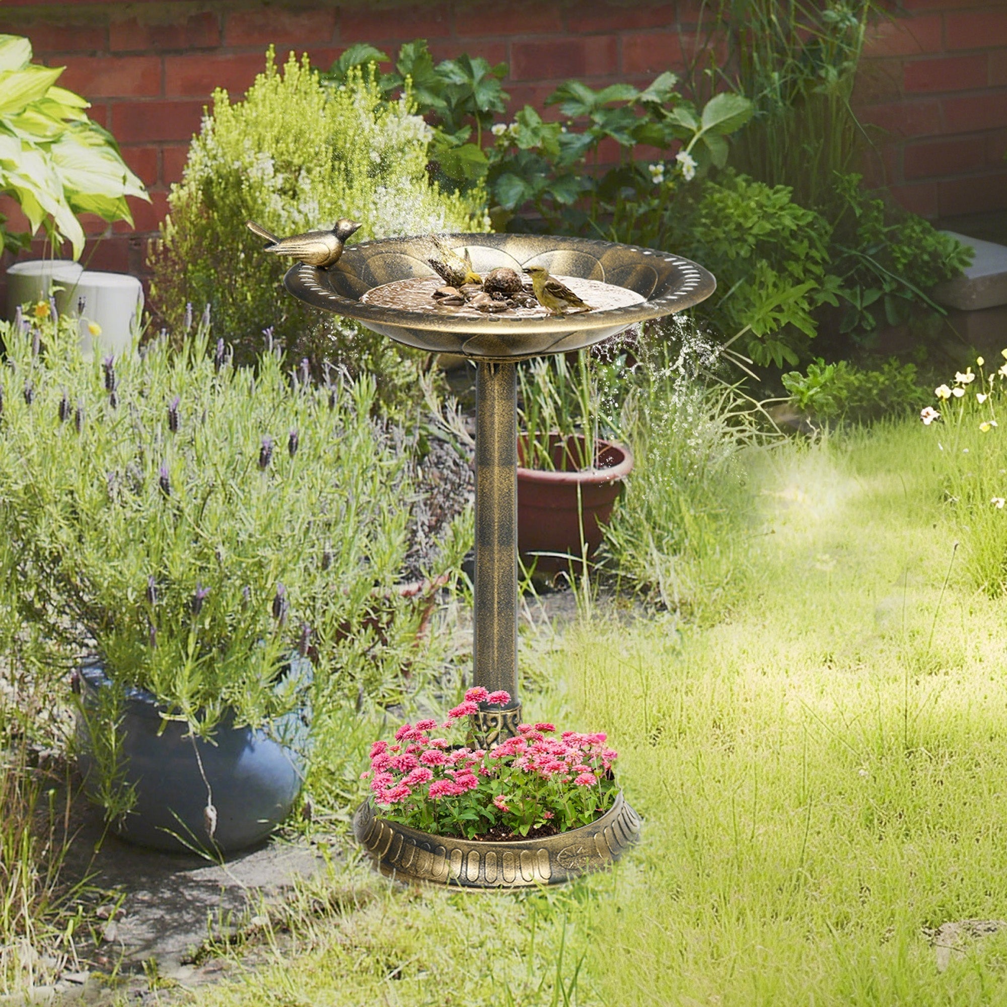 Banheira para Pássaros de Jardim Bronze Ø50x72 cm