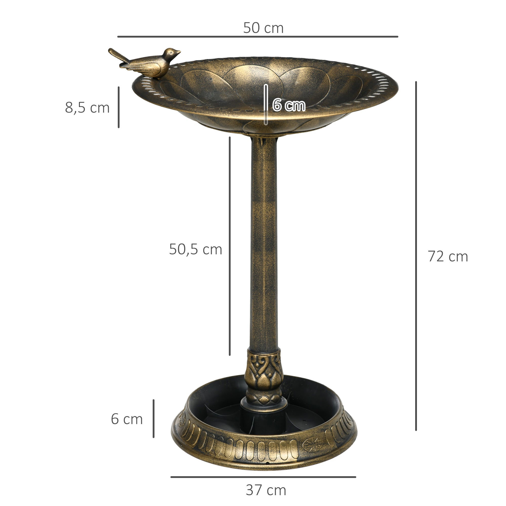 Banheira para Pássaros de Jardim Bronze Ø50x72 cm