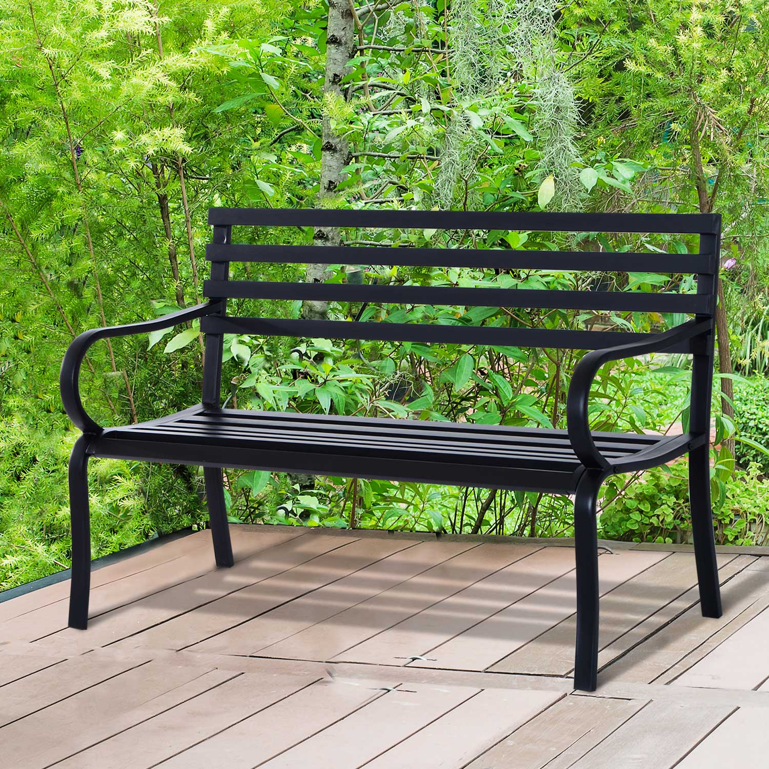 Banco de Jardim 2 Lugares Preto 127x58x82 cm