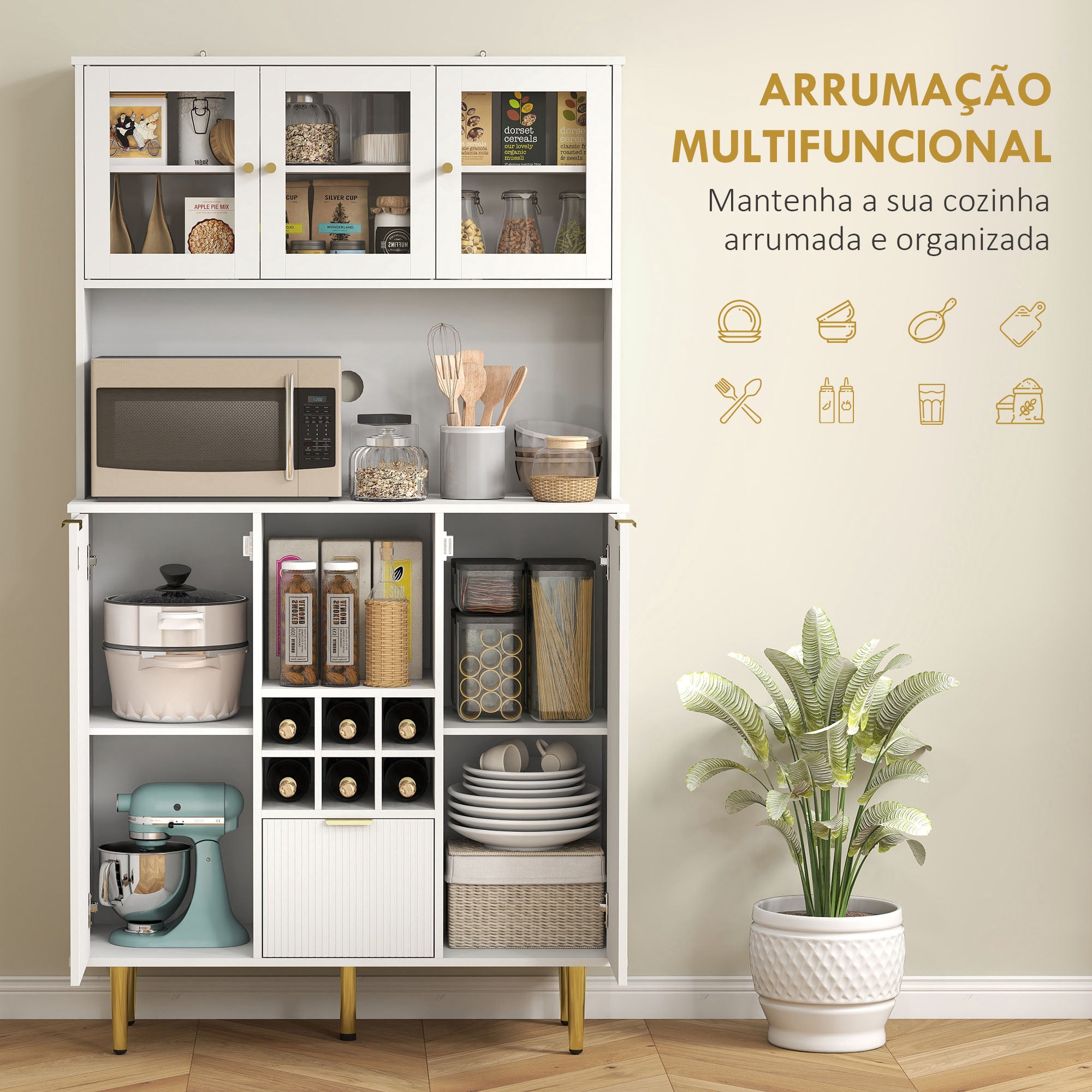 Armário de Cozinha Alto 100x40x180 cm - Branco