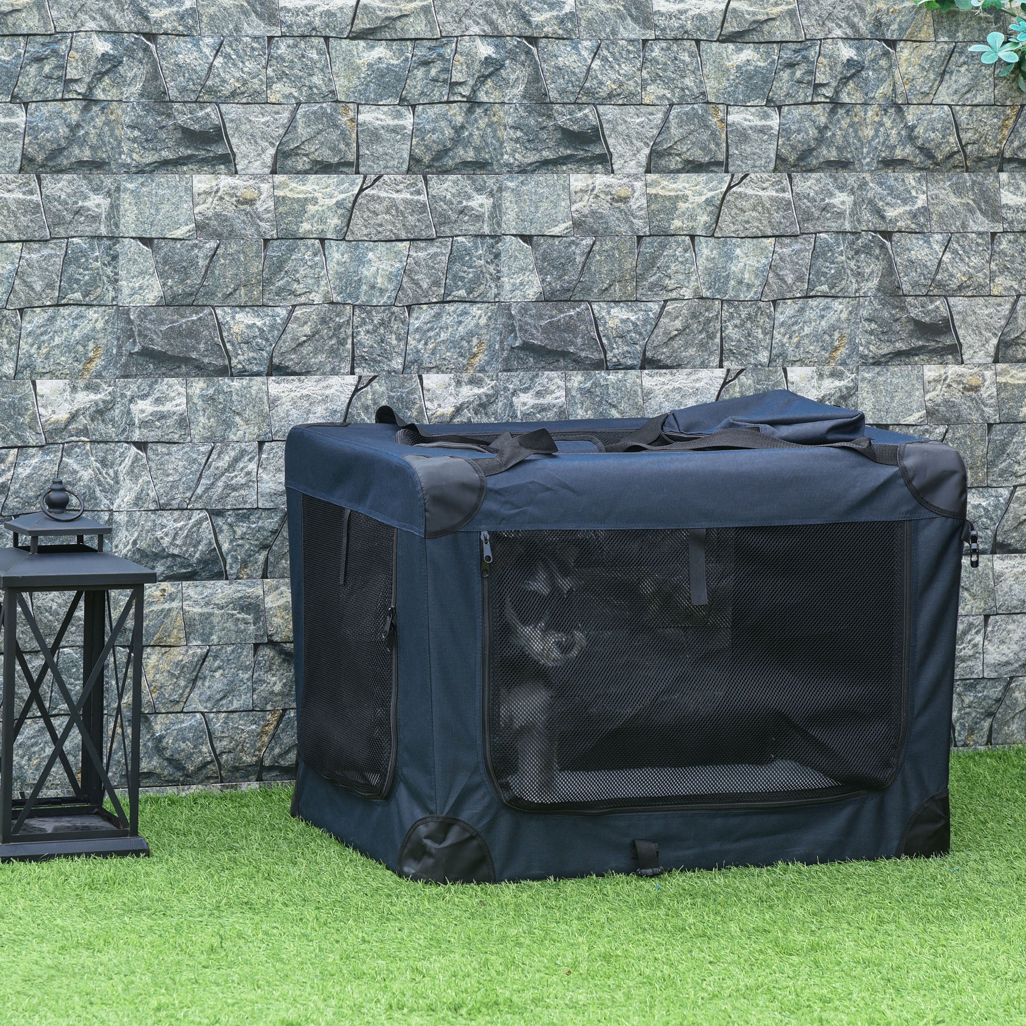 Transportadora para Cães e Gatos - 80.5x57x57cm - Azul Marrinho