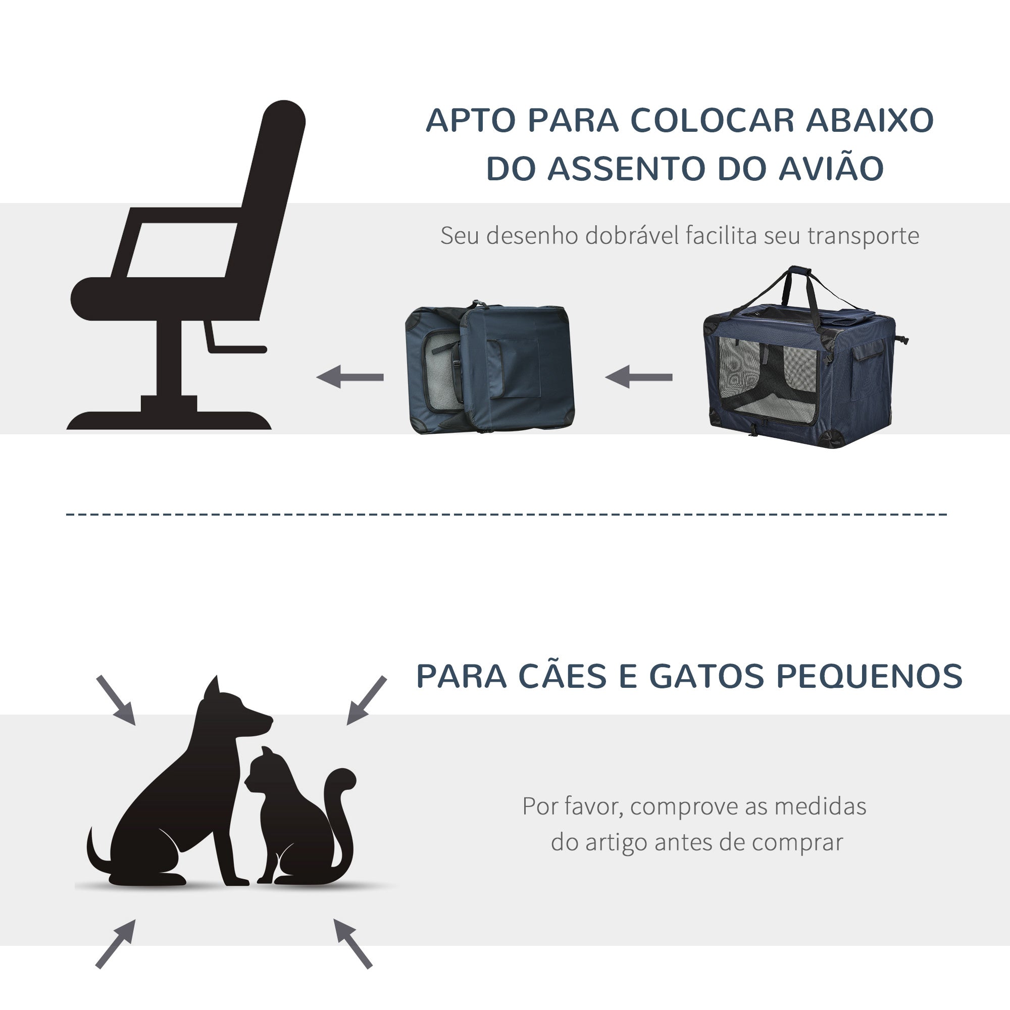 Transportadora para Cães e Gatos - 80.5x57x57cm - Azul Marrinho
