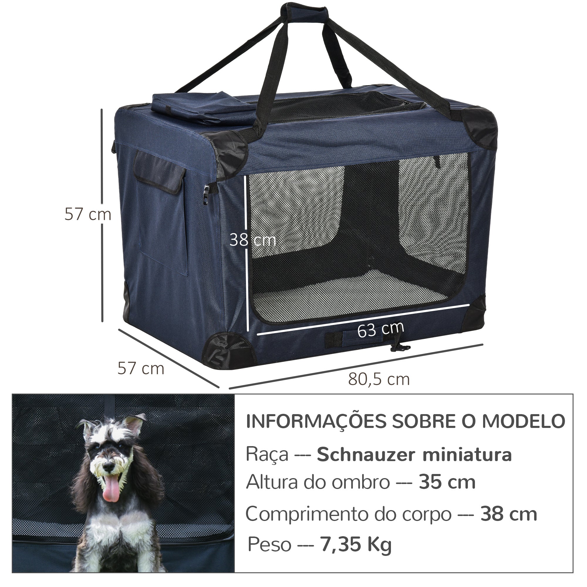 Transportadora para Cães e Gatos - 80.5x57x57cm - Azul Marrinho