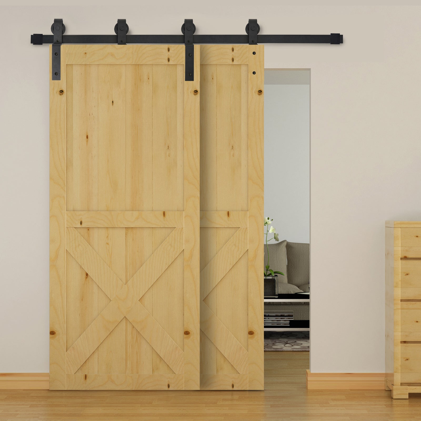 Kit de Acessórios para Porta Deslizante - Cor Preto - Medidas 200cmx0,6cmx4cm