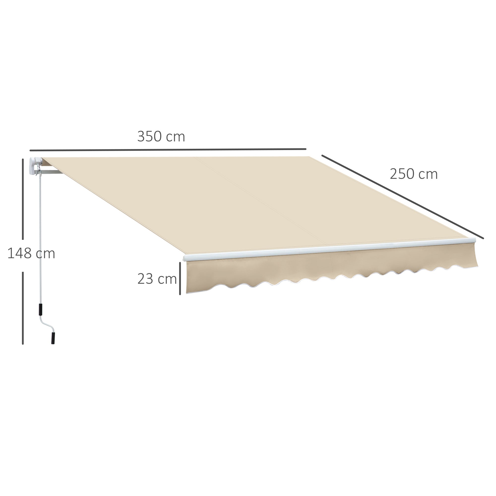 Toldo Manual Retrátil 350x250 cm Cor Creme Branco