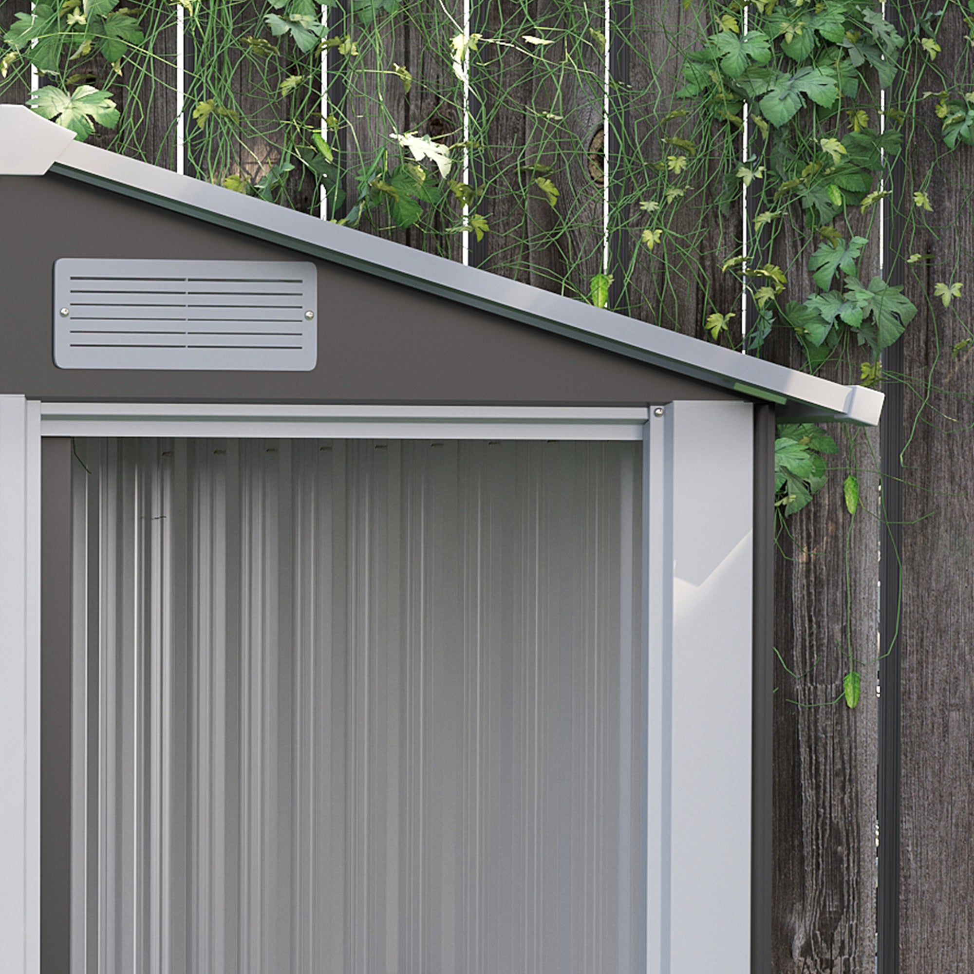 Abrigo de Jardim de 152x132x188cm em Aço Galvanizado com Porta Deslizante - Cinzento