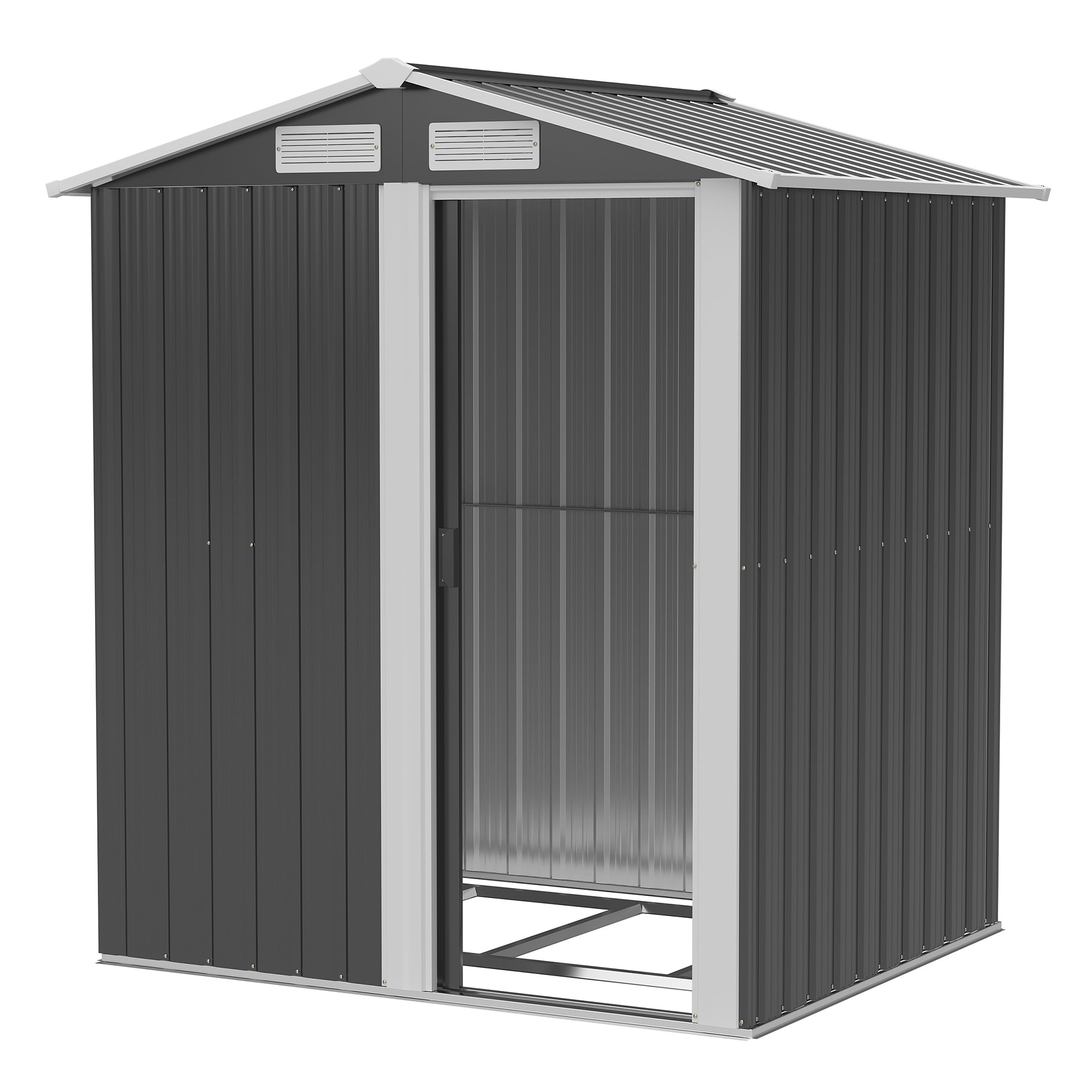Abrigo de Jardim de 152x132x188cm em Aço Galvanizado com Porta Deslizante - Cinzento